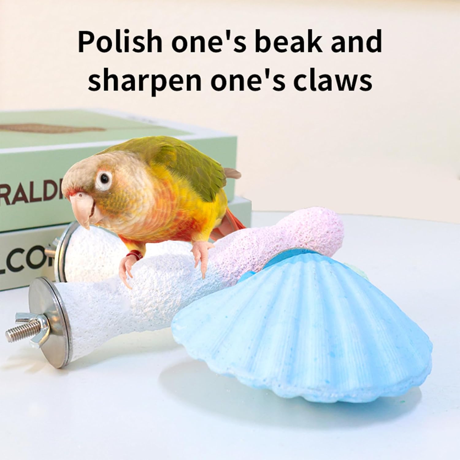 Parrot Perch Bird Perches for Cage Parrot Beak Grinding Stone Rough Surface High Calcium Mineral Colorful Cement Perch Bird Cage Accessories (Purple, Coral) - Happypetzone.online - Image 3