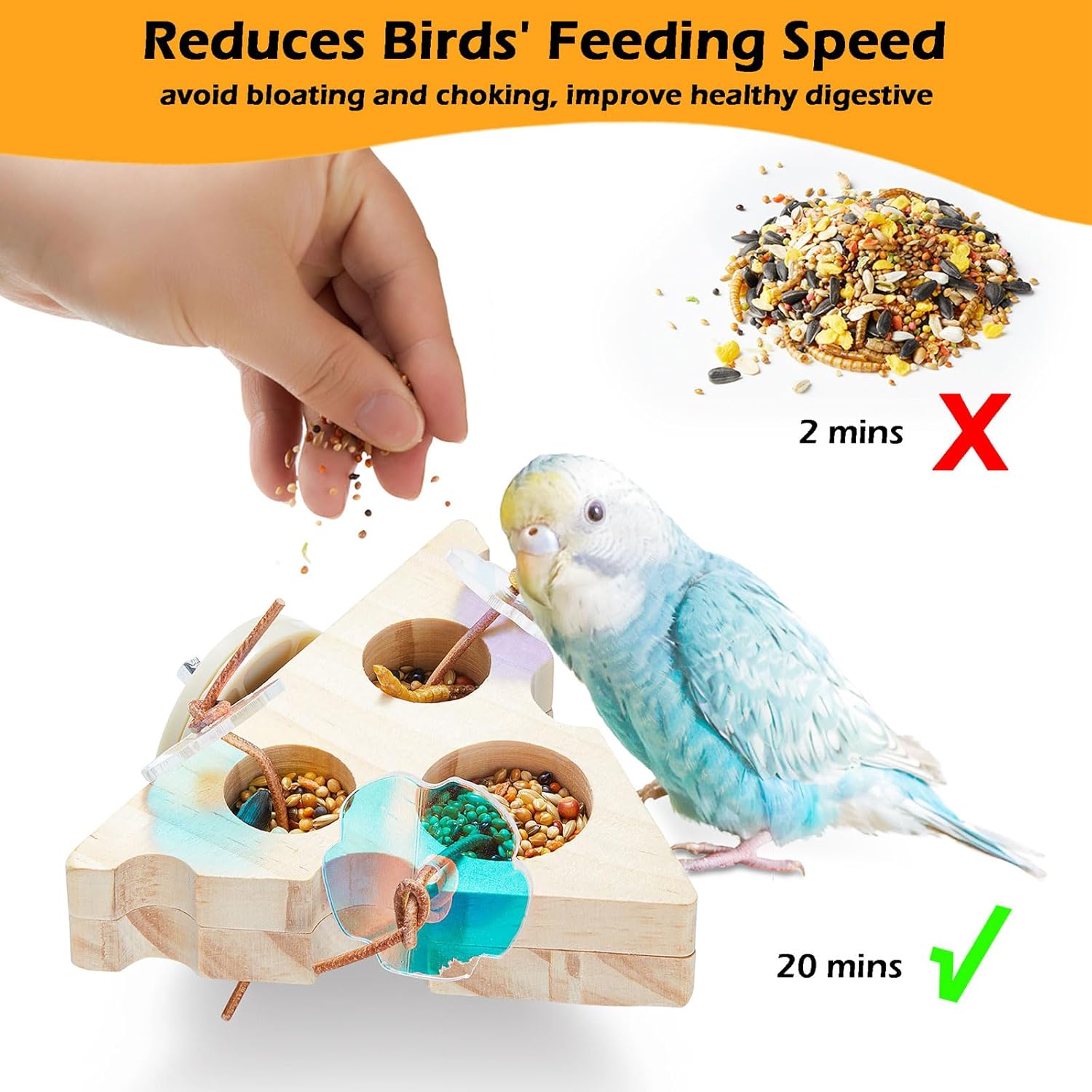 2Pcs Wooden Small Bird Foraging Toys, Interactive Parakeet Foraging Toys for Cage, Bird Enrichment Toys for Conure Slow Feeder, Budgie Cage Toy Puzzle, Parrot Toys for Small Sized Birds - Happypetzone.online - Image 3
