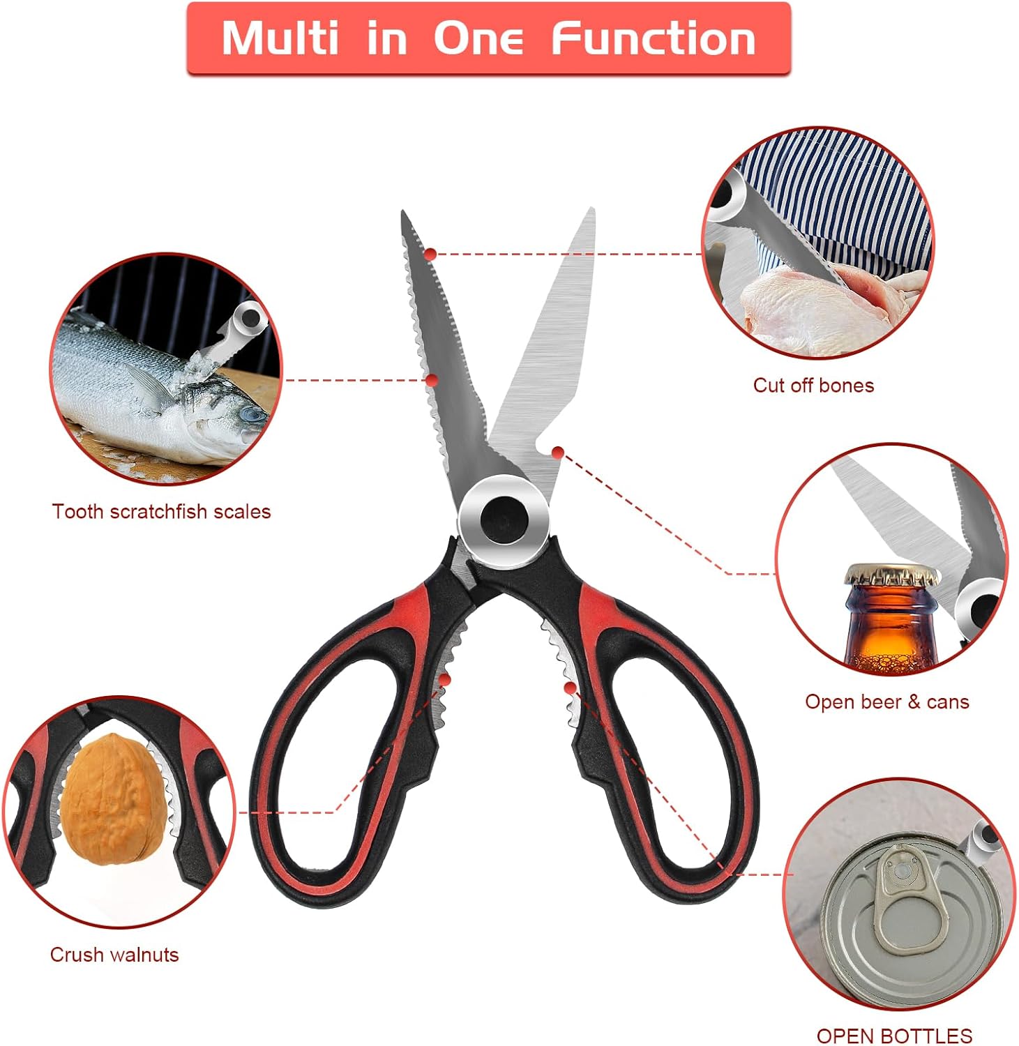 SZHLUX 2-Pack Kitchen Scissors Heavy Duty, Premium Sharp Kitchen Shears for Food, Fish, Meat, Bones, Poultry and Vegetables with Strong Stainless Steel Blades Multi Purpose Cooking Scissors - Happypetzone.online - Image 2