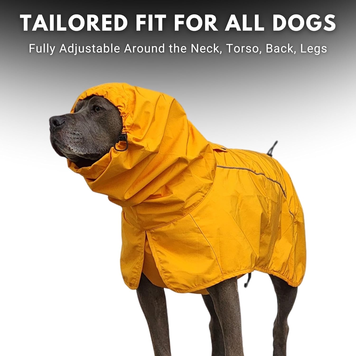 Spark Paws Dog Raincoat, Waterproof Windproof Rain Jacket, for Small Medium Large Extra Large Dogs, Reflective Breathable Full-Body Coverage Dry Suit - Mustard Yellow - 3XL - Happypetzone.online - Image 4