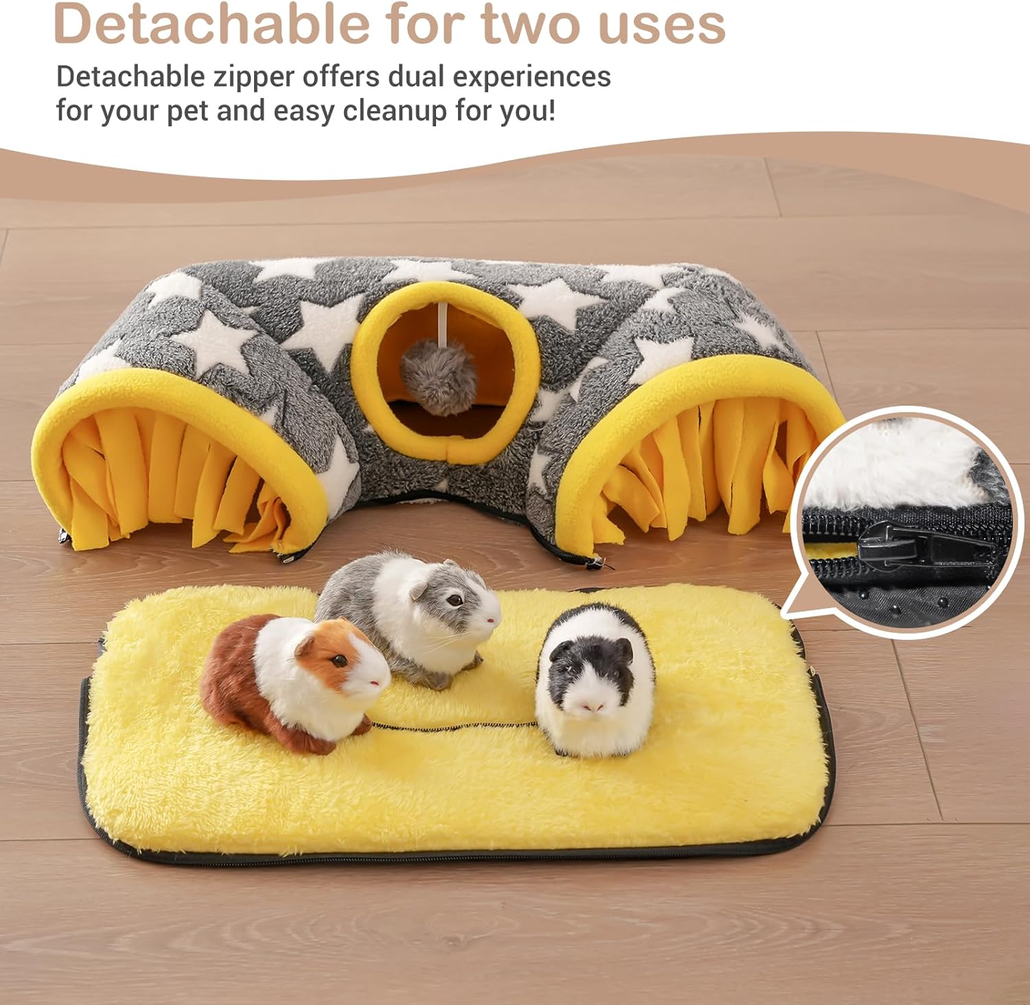 Avont Guinea Pig Hideout Tunnel, Large Hideaway Play Tube Toys Mat for Small Animal Dwarf Rabbits Bunny Chinchillas Hamsters Hedgehogs Ferrets Bearded Dragons and Rats -Star - Happypetzone.online - Image 5