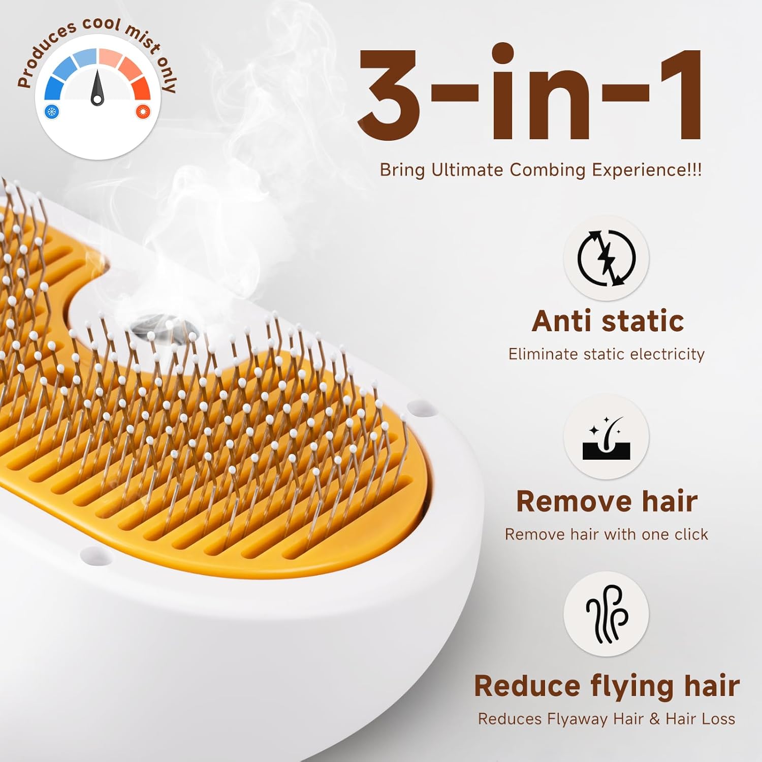 Pet Steam Brush for Dog & Cat – 3-in-1 Spray Hair Removal Comb for Shedding & Grooming, Softens Fur & Reduces Static – Water Brush for Long & Short Coats, Bath-Hating Pets, Includes Waterless Shampoo - Happypetzone.online - Image 2