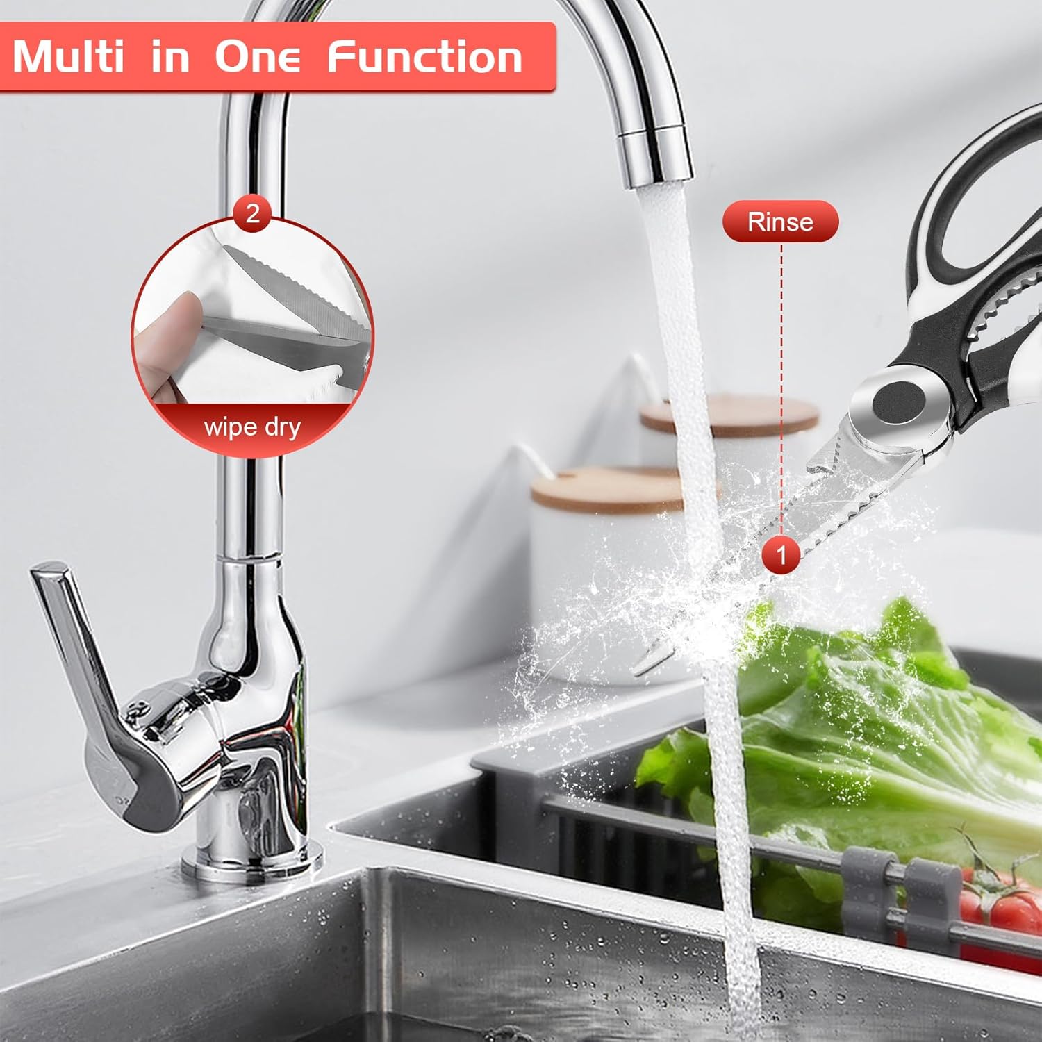 SZHLUX 2-Pack Kitchen Scissors Heavy Duty, Premium Sharp Kitchen Shears for Food, Fish, Meat, Bones, Poultry and Vegetables with Strong Stainless Steel Blades Multi Purpose Cooking Scissors - Happypetzone.online - Image 5
