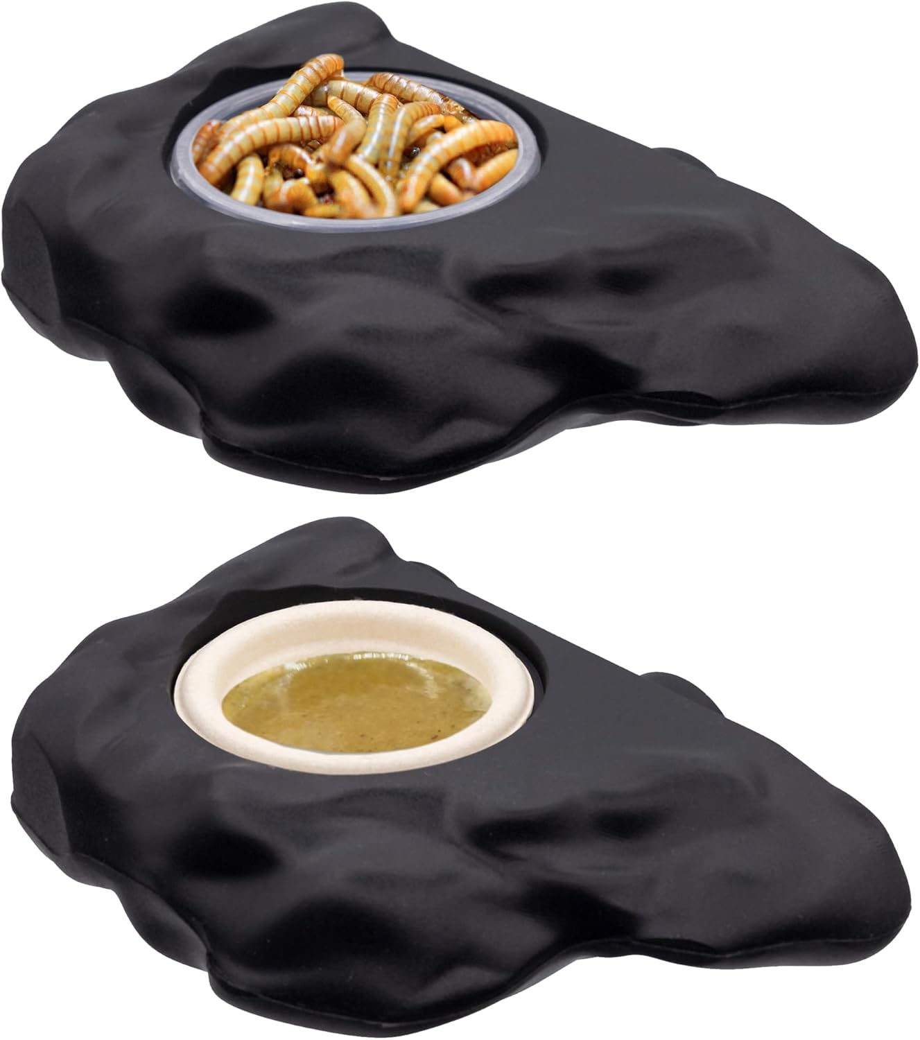 Pangea Silicone Gecko Feeding Ledge - Magnetic Mini Food Dish for Reptile Tank - 4.125" x 2.625" x 1.18" - Fits 0.5oz Cups (Black) - Happypetzone.online - Image 5