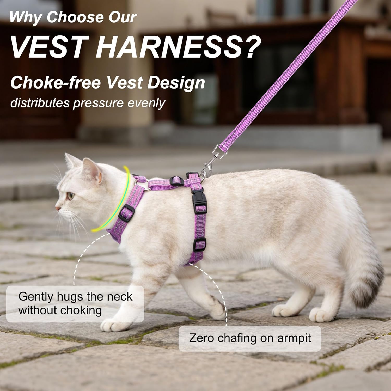 BEAUTYZOO Cat Harness and Leash Set for Walking Escape Proof, Neck Release Adjustable Harness for Kitten Puppy Small Medium Large Cats, Soft Cute Easy Control Small Cat Harness for Cats Boy and Girls - Happypetzone.online - Image 2