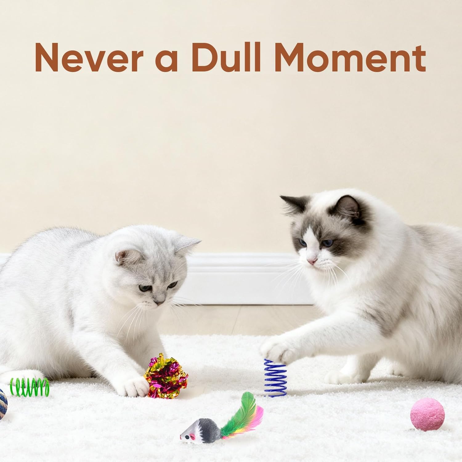 AGYM Cat Toys for Indoor Cats, 35 Packs Interactive Cat Toys Set with Colorful Springs, Mouse Cat Toy, Crinkle, Sisal, Pompom and Color Bell Balls for Kittens - Happypetzone.online - Image 3