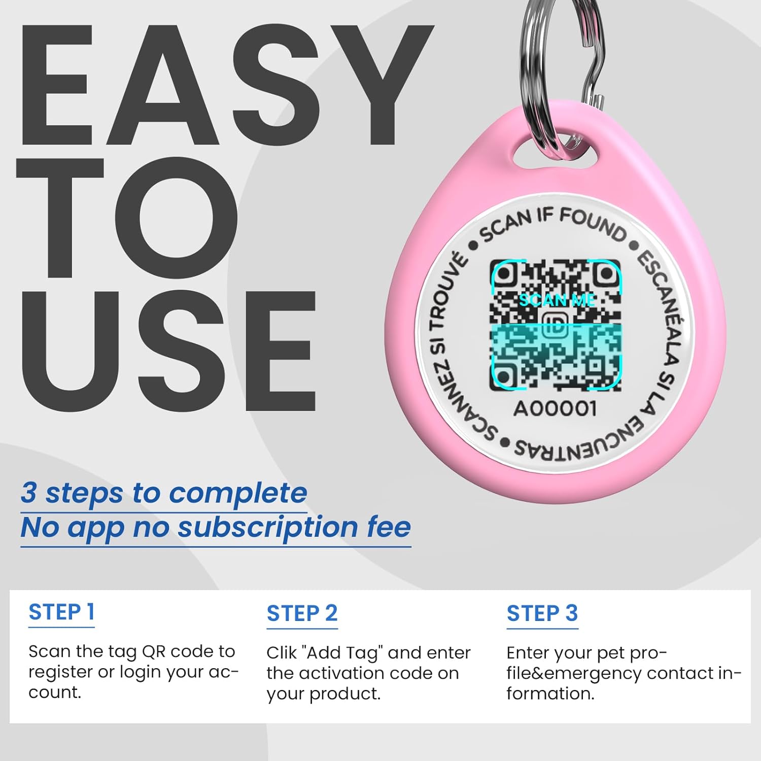 Cat Tags Personalized Small, QR Code Cat Name Tags for Kitten Collar, Scan Location Alerts, Pink S - Happypetzone.online - Image 5