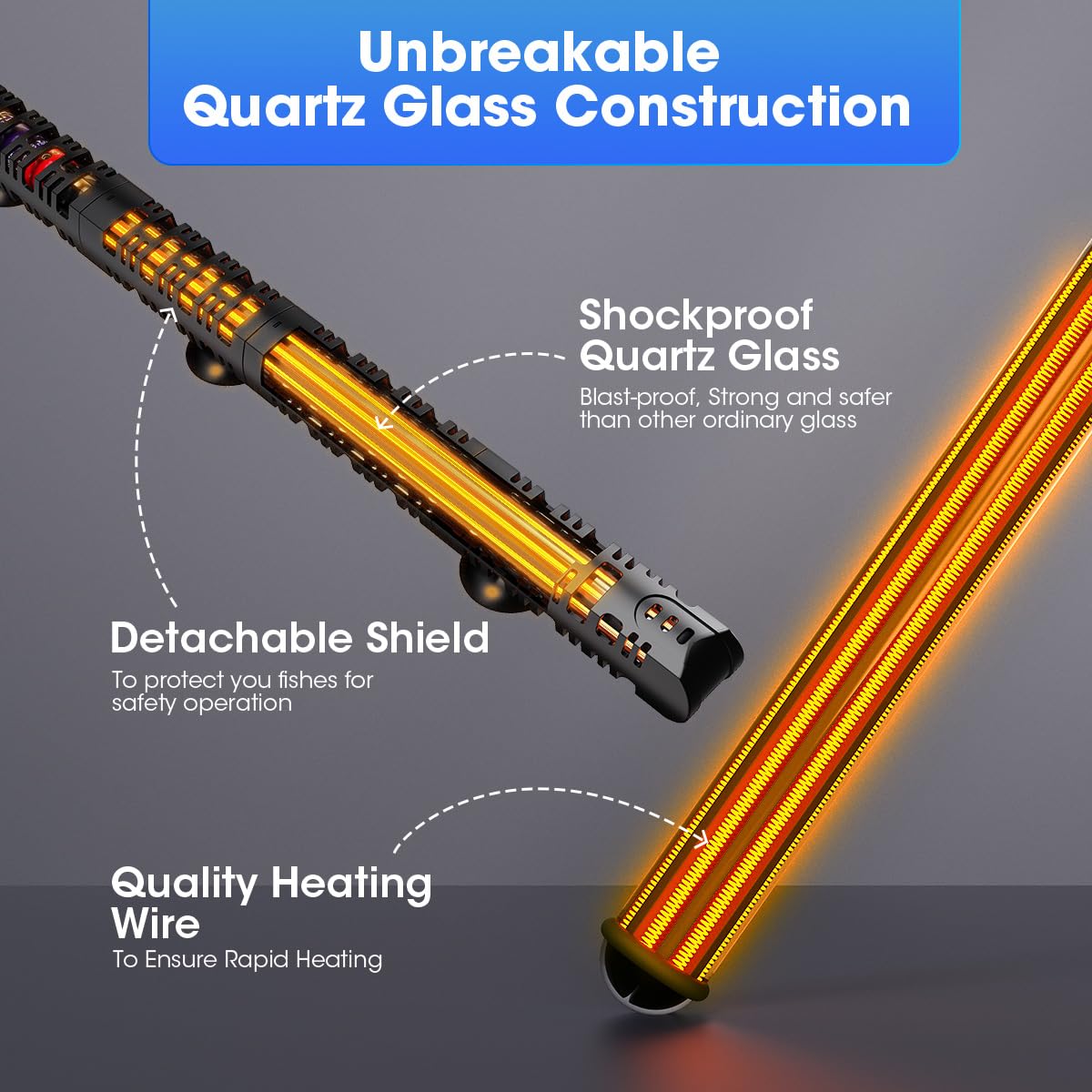 MQ Submersible Aquarium Heater Auto Thermostat, 500W Fish Tank Heater with LCD Digital Aquarium Thermometer, Shatter-Proof and Blast-Proof - Happypetzone.online - Image 5