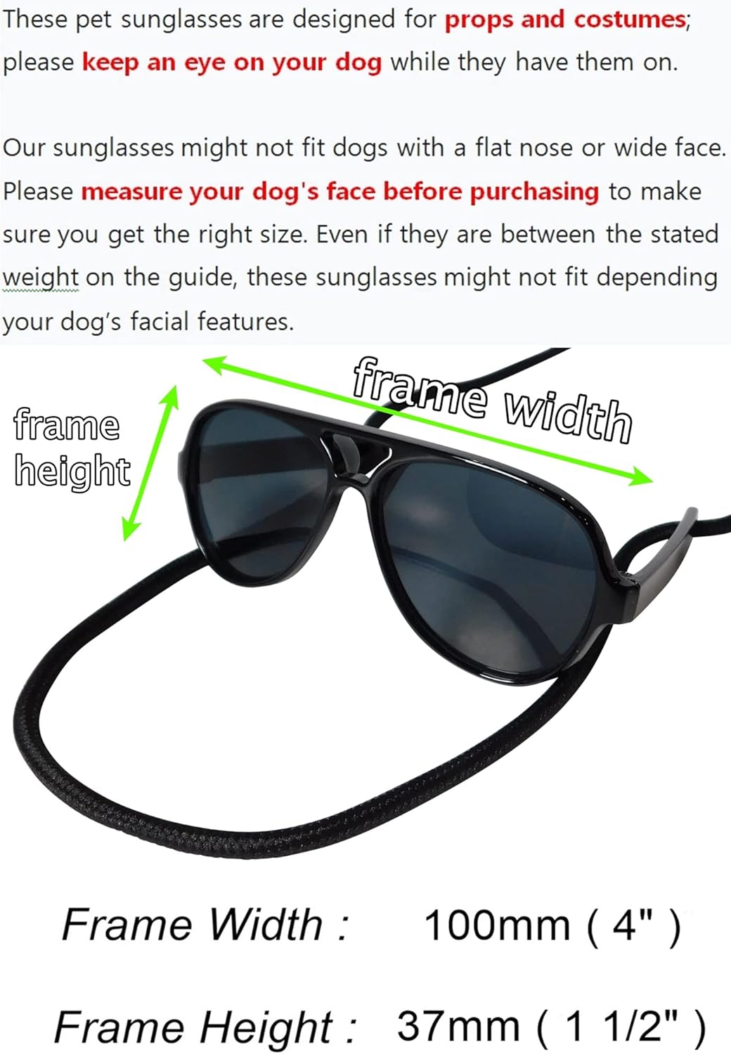 G029 Small Dog Breed up to 15lbs Cat Pet Aviator Sunglasses Glasses (Black) - Happypetzone.online - Image 3