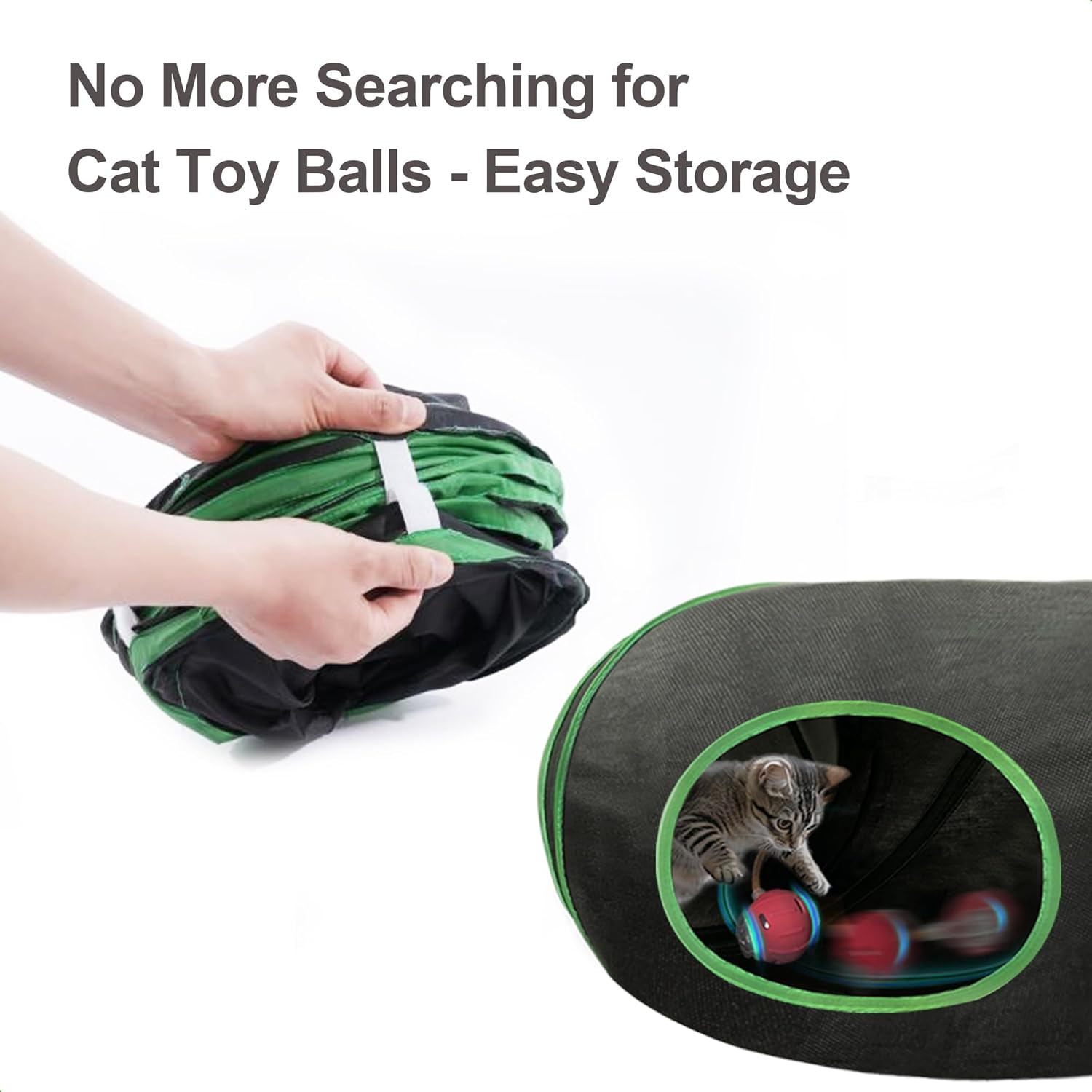 Interactive Cat Toys Ball Fast Rolling in Cat Tunnel – Motion-Activated Ball in Enrichment Tunnel,Hide & Seek Puzzle Game for Indoor Cats & Kittens,Boredom Relief for Cats (Orange-red) - Happypetzone.online - Image 5