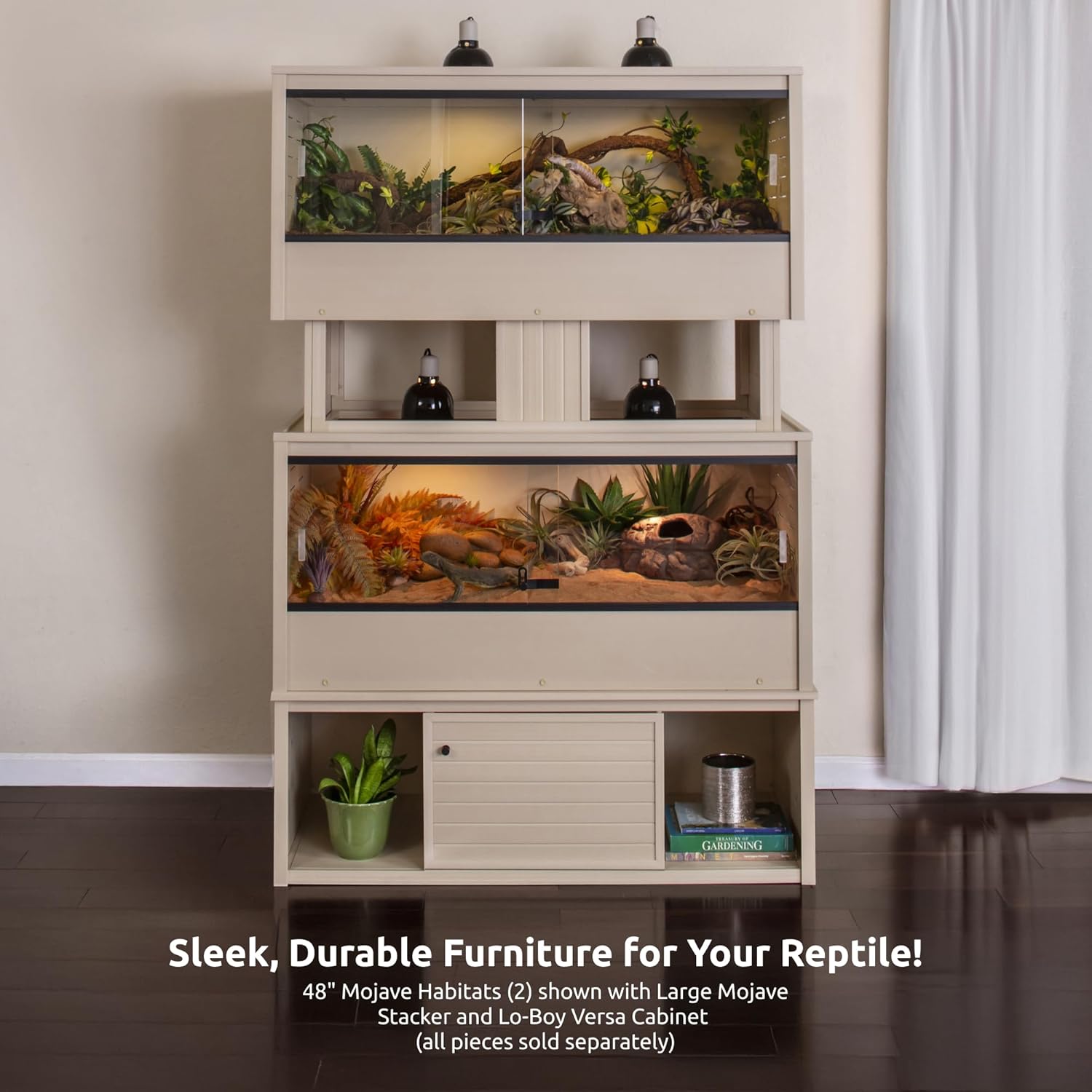 New Age Pet ECOFLEX 48" Wide Large Reptile Habitat, Mojave Lounge for Snakes, Tortoises & Lizards in Maple, Black & Grey, Easy Assembly, Sliding Glass Doors & Mesh Top - Happypetzone.online - Image 9