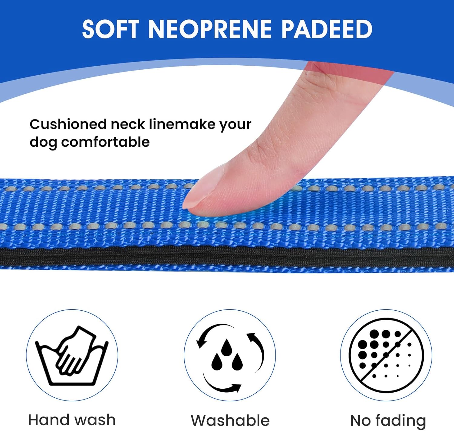 Reflective Dog Collar Padded with Soft Neoprene Breathable Quick Release Basic Dog Collars for Medium Dogs Blue Boy Girl - Happypetzone.online - Image 3