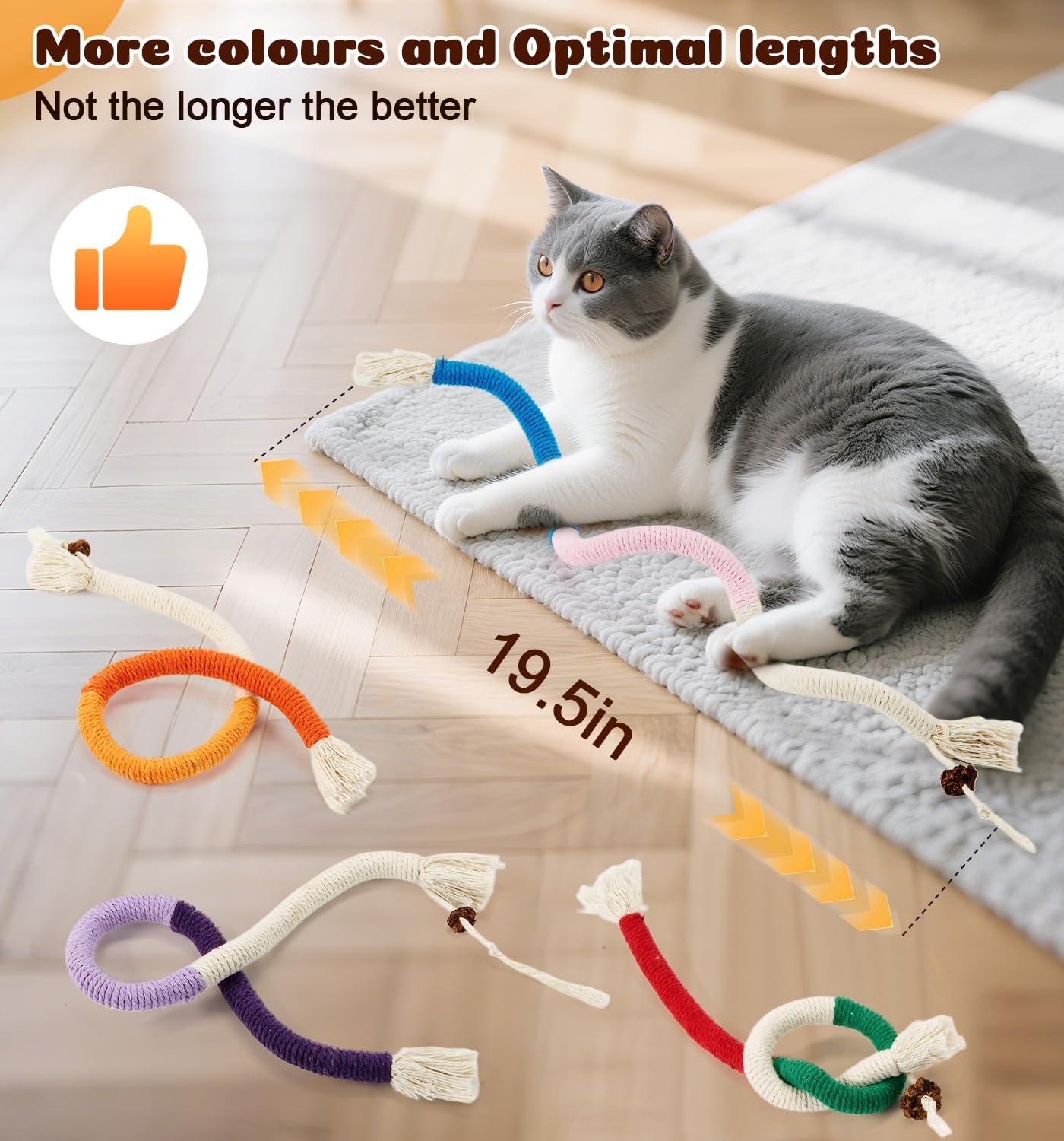 Cat Chew Ropes 4Pcs, Cat Toys for Indoor Cats with Refillable Natural Catnip, Safe Teeth Cleaning Chew Toys, Interactive Kitten Nip Toys and All Breeds (19.5 Inches) - Happypetzone.online - Image 6