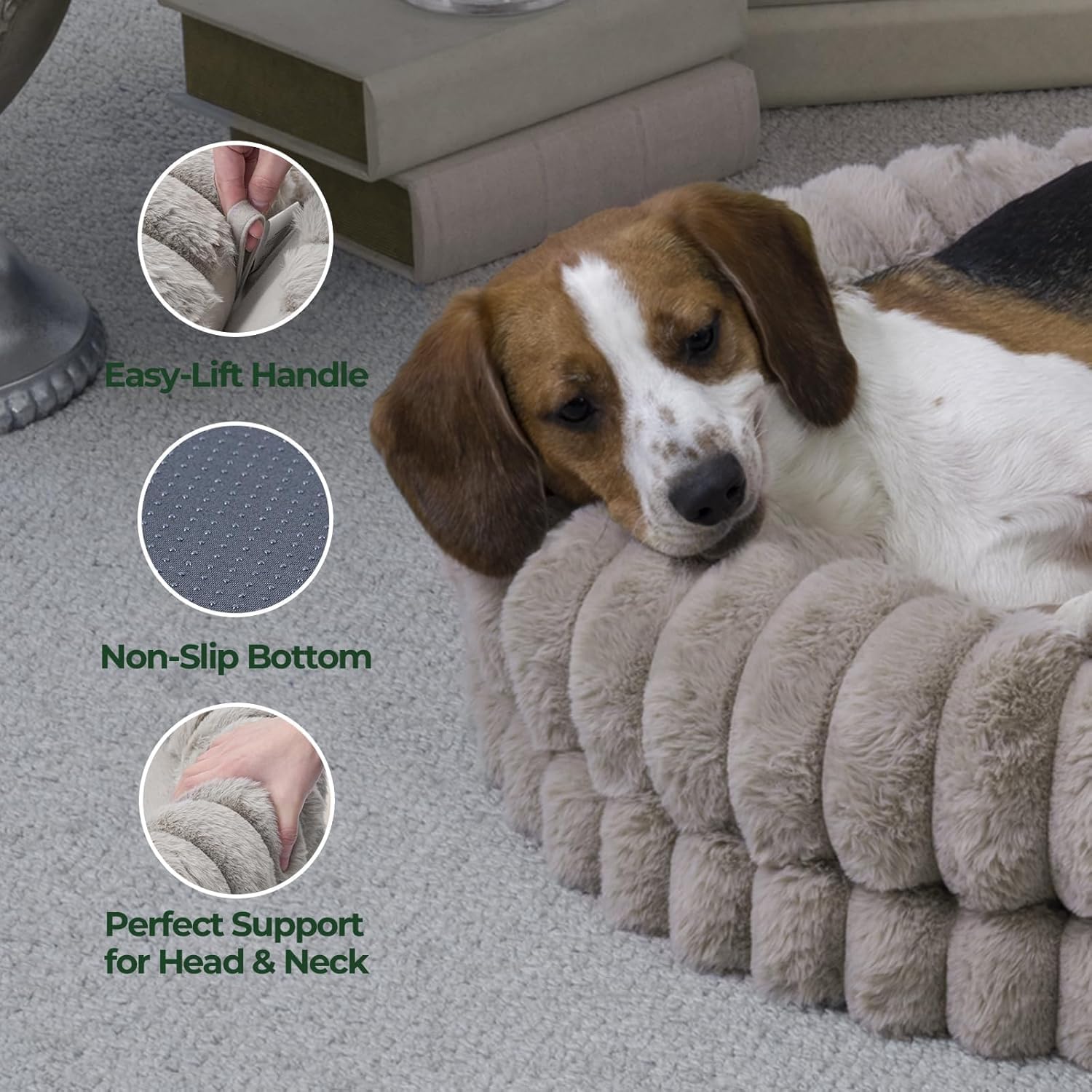 BALANCE Luxury Donut Dog Bed, 30 Inches Round Dog Bed Medium Size Dogs Washable, Orthopedic Calming Dogs Bed for Pets with Anti-Slip Bottom, Oatmeal - Happypetzone.online - Image 6
