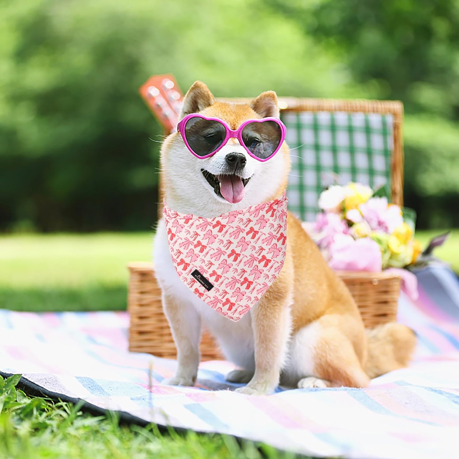 ARING PET Girl Dog Bandana, Cute Pink Bow Pet Bandanas Scarf Triangle Bibs Handkerchief for Puppy Small Medium Large Girly Dogs-L - Happypetzone.online - Image 3