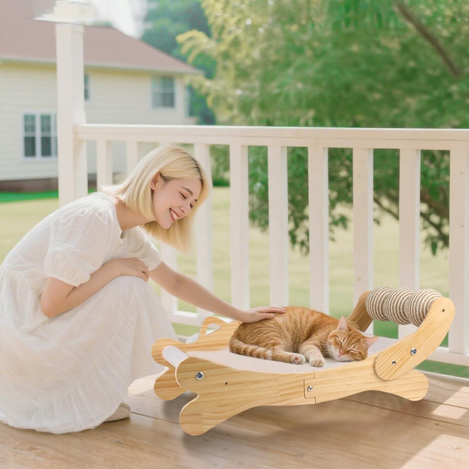 3-in-1 Cat Scratcher Bed for Indoor Cats Sisal Scratcher & Hammock Lounge with Solid Wooden Perch, No-Tip Stable Base for Large Cats, Durable Cat Scratch Pad & Cat Furniture (Easy Assembly) - Happypetzone.online - Image 7