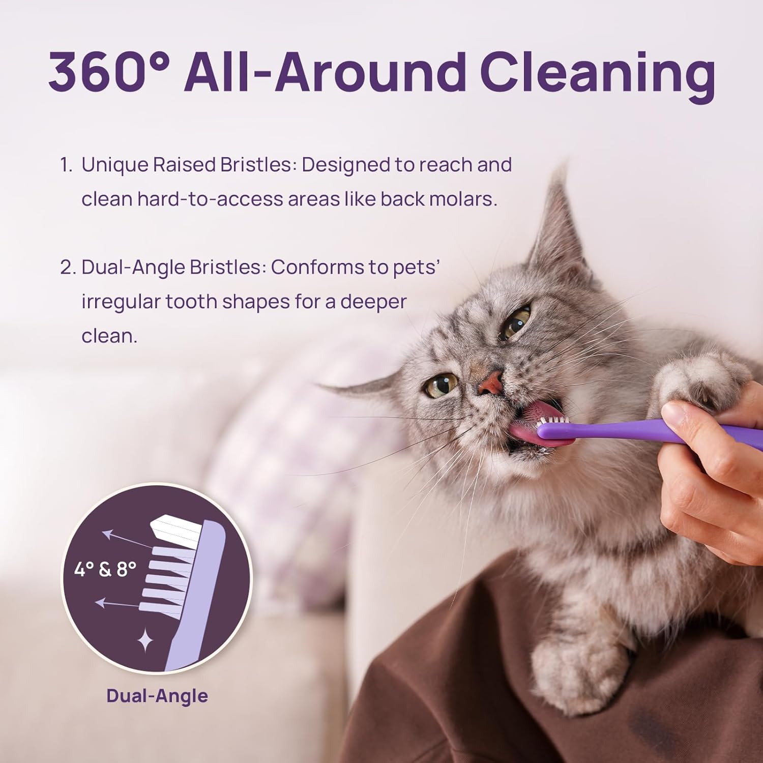 HICC PET Toothbrush for Cats & Small Dogs, Vet-Recommended Ergonomic Pet Toothbrush for Easy Teeth Cleaning, Gentle on Gums, Cat & Dog Dental Care, Improves Oral Hygiene. Toothpaste Not Included - Happypetzone.online - Image 8