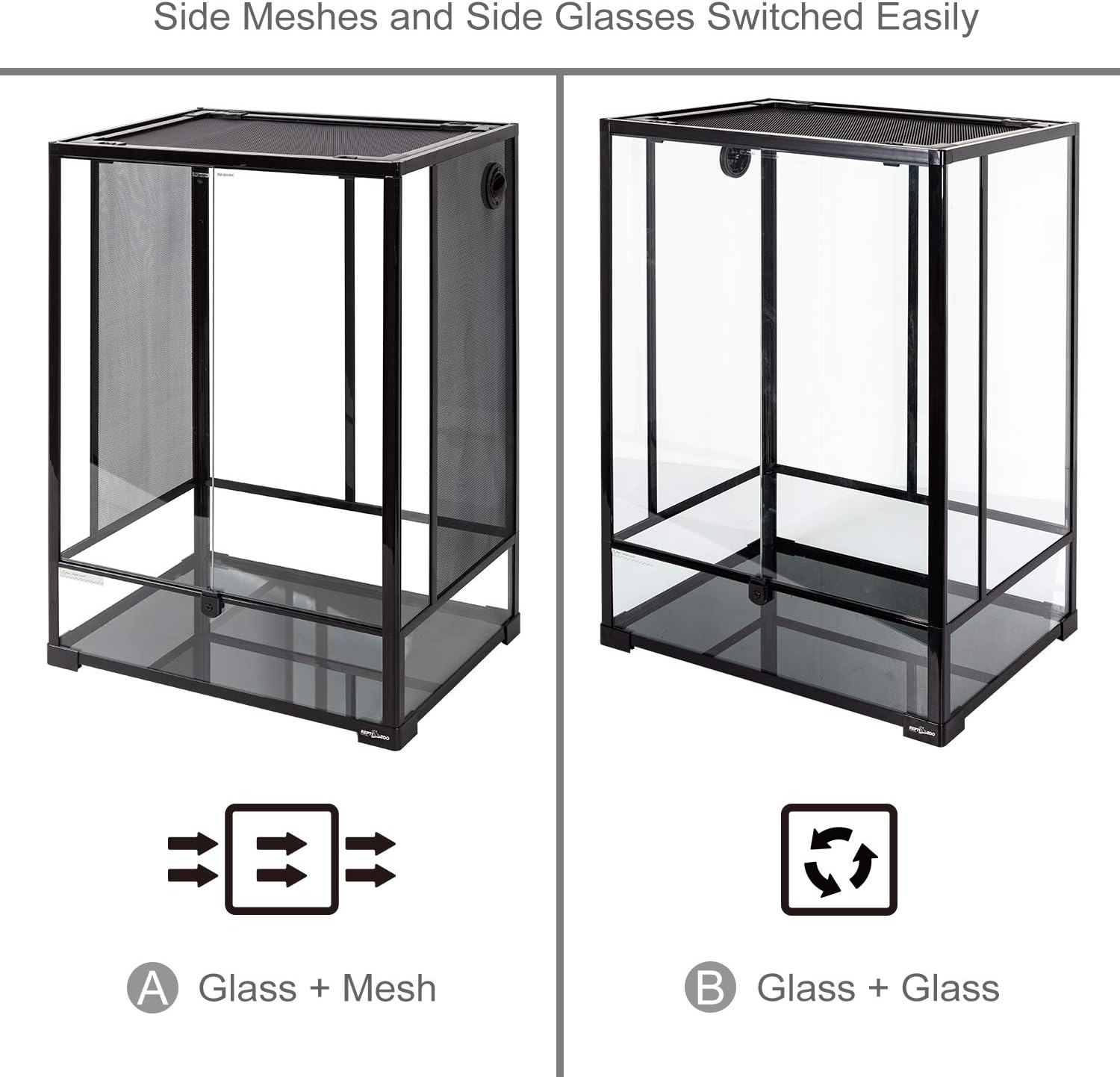 REPTI ZOO 24" x 18" x 36" Reptile Tall Glass Terrarium Rainforest Habitat Double Hinge Door with Screen Ventilation 67 Gallon Reptile Terrarium Easy Assembly - Happypetzone.online - Image 3