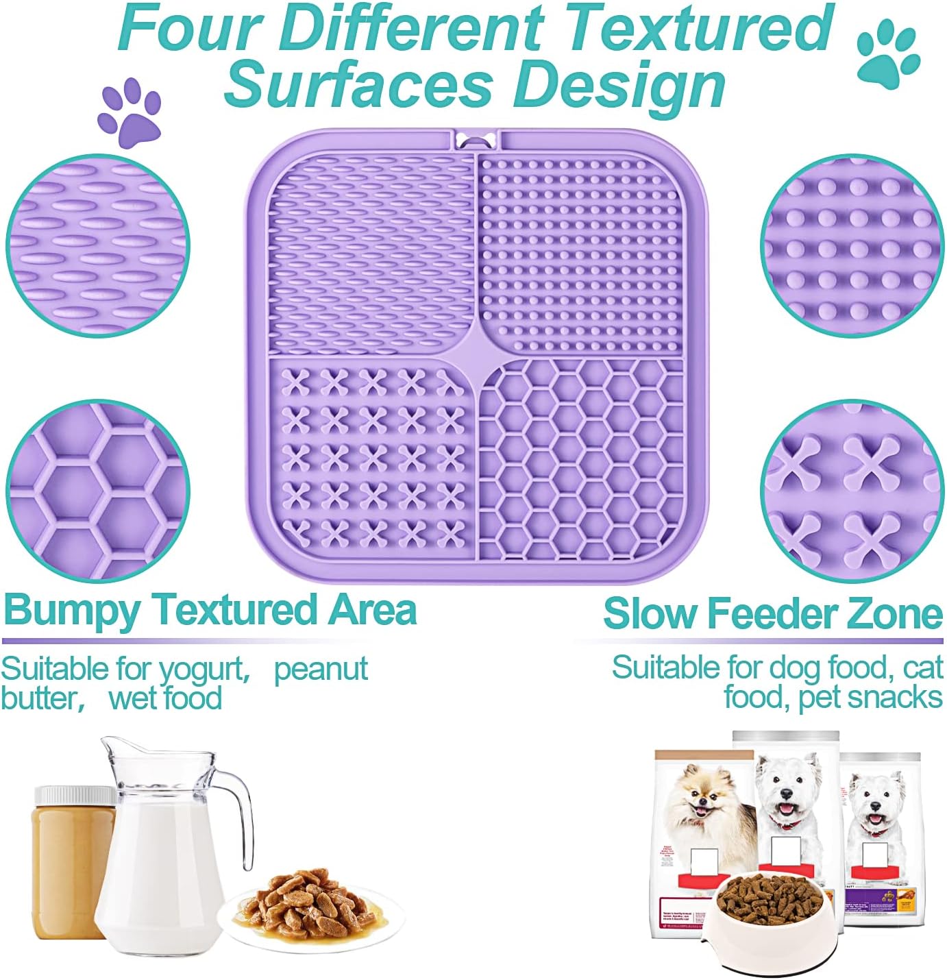LUKITO Lick Mat for Dogs & Cats 2 Pack with Suction Cups, Dog Lick Mat for Anxiety Relief, Dog Toys to Keep Them Busy, Peanut Butter Licking Pad for Boredom Reducer, Perfect for Bathing Grooming - Happypetzone.online - Image 4