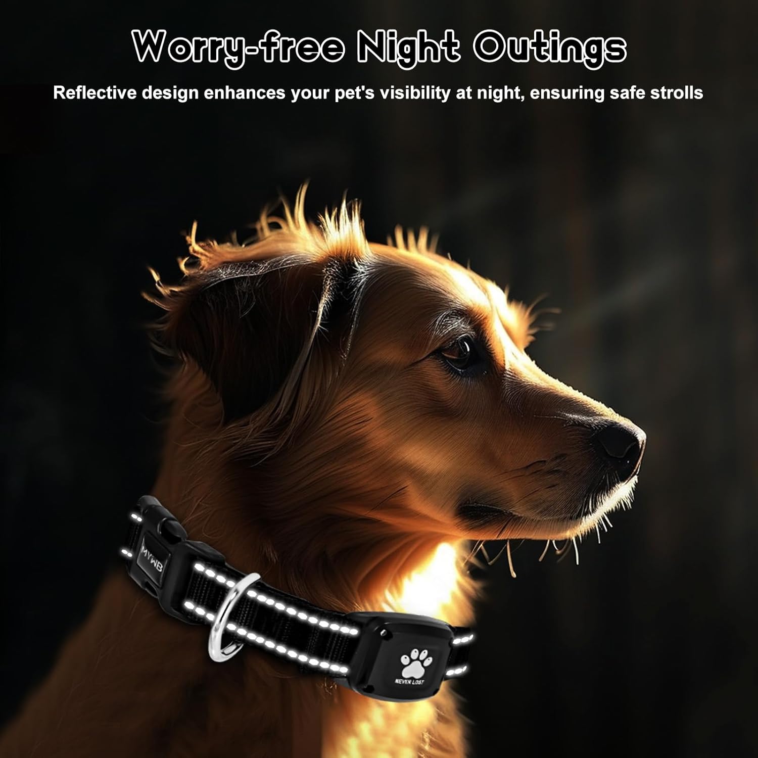 GPS Dog Collar Tracker 2-in-1,Reflective Waterproof Pet Collar,iOS-Only,No Monthly Fees,Unlimited Range,Dog Tracking Collar Pet Tracker,for Small Medium Large Dogs(S (12.6"-16.5"), Black) - Happypetzone.online - Image 4