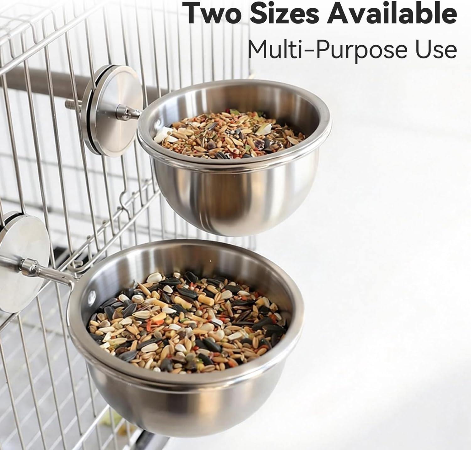 AOTU Anti-Snatch Stainless Steel Parrot Feeding Cups with Locking Buckle - Bird Food & Water Bowls, Bird Cage Accessories for Cockatiel, Conure, Budgie, Macaw, Gray Parrot & Small Pets (L) - Happypetzone.online - Image 7