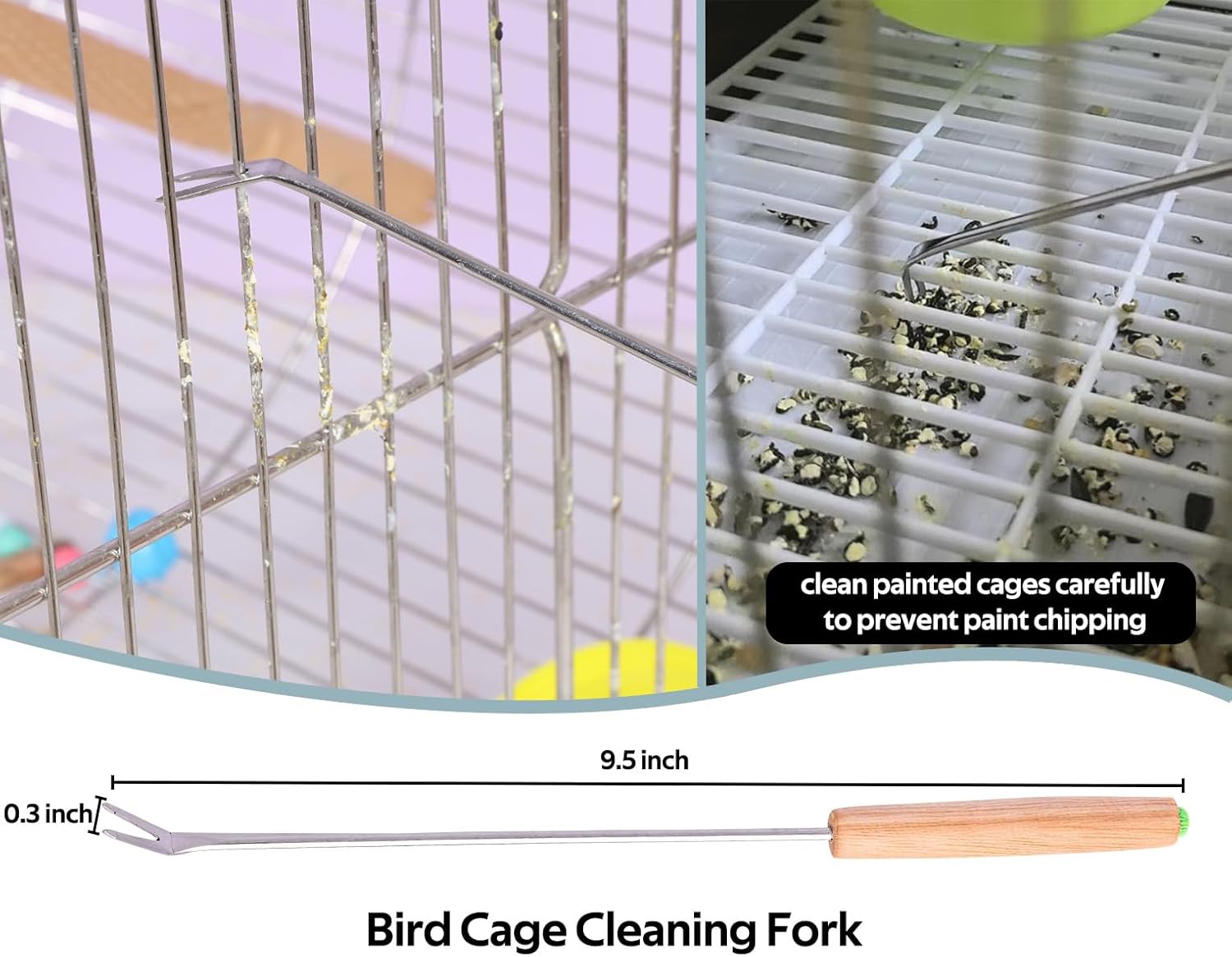 5Pcs Bird Cage Cleaner Kit, Stainless Steel Bird Poop Remover Brush & Scraper & Fork, Birdcage Cleaning Tools, Parakeet Bird Cage Accessories for Small Animal Cage Clean - Happypetzone.online - Image 2