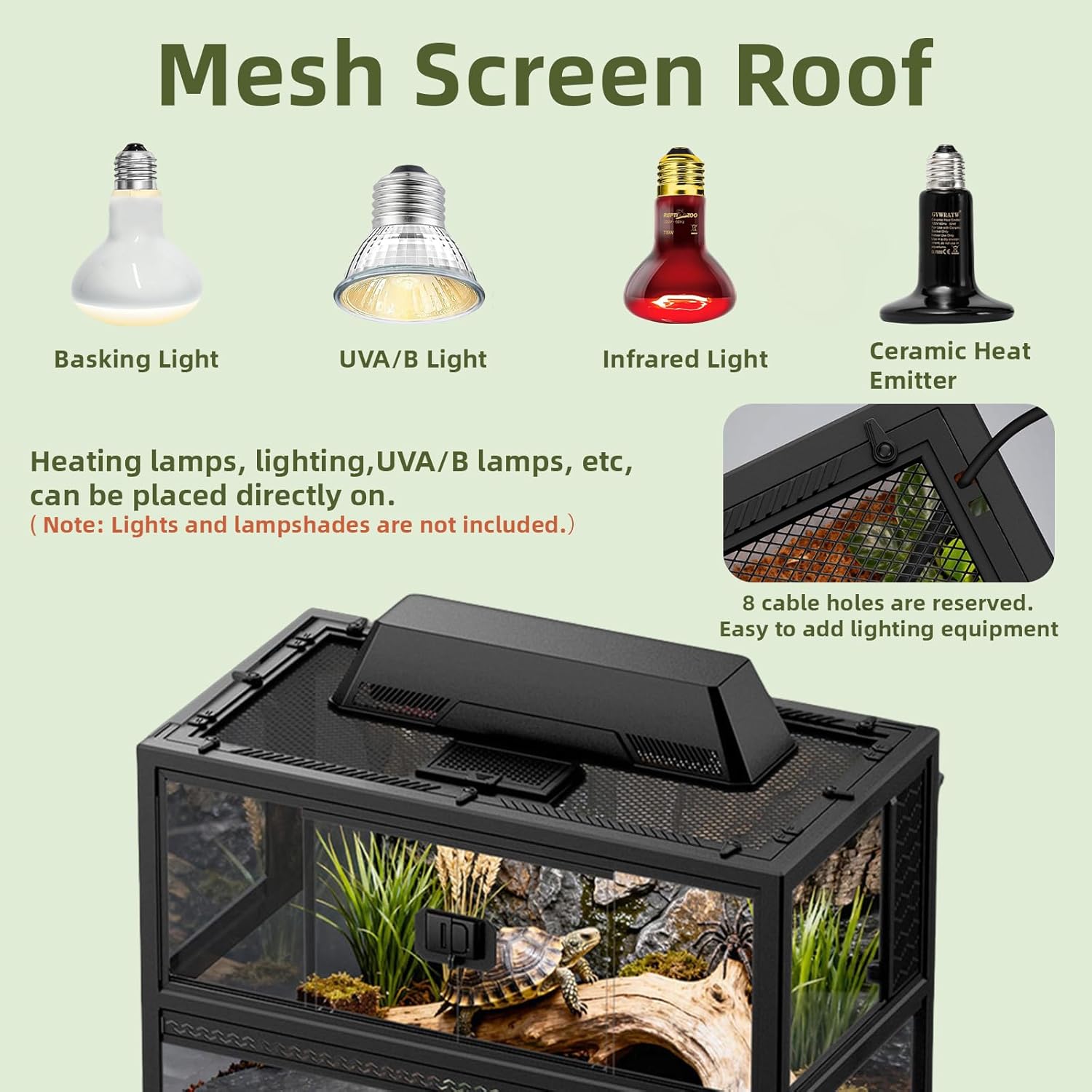 XIGETRAIL Tempered Glass Bearded Dragon Tank, 22" x 14" x 12" Reptile Enclosure with Sliding Door and Top Screen Ventilation,Reptile Tank for Lizard,Gecko,Chameleon - Happypetzone.online - Image 5