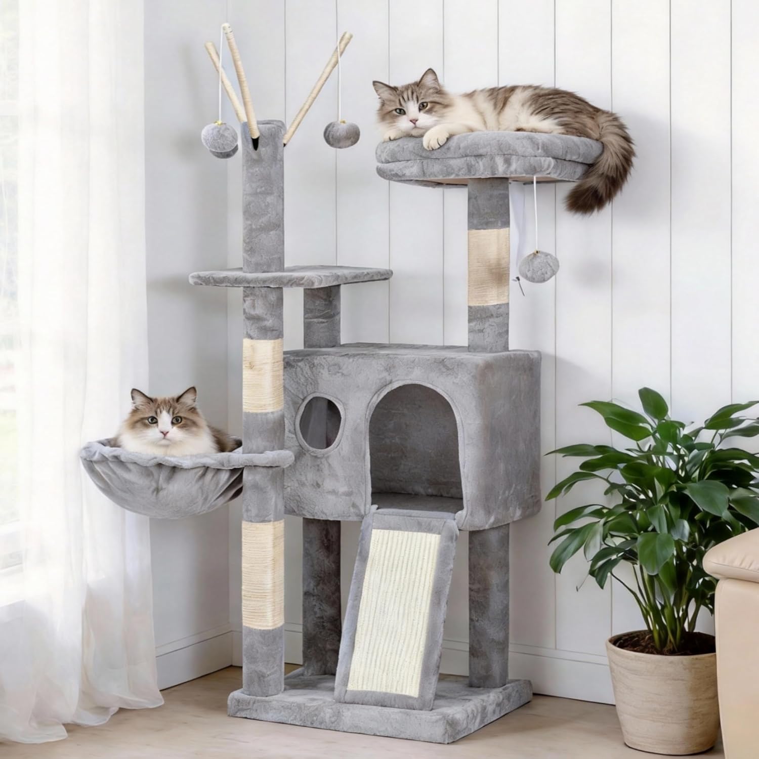 cat tree with toys