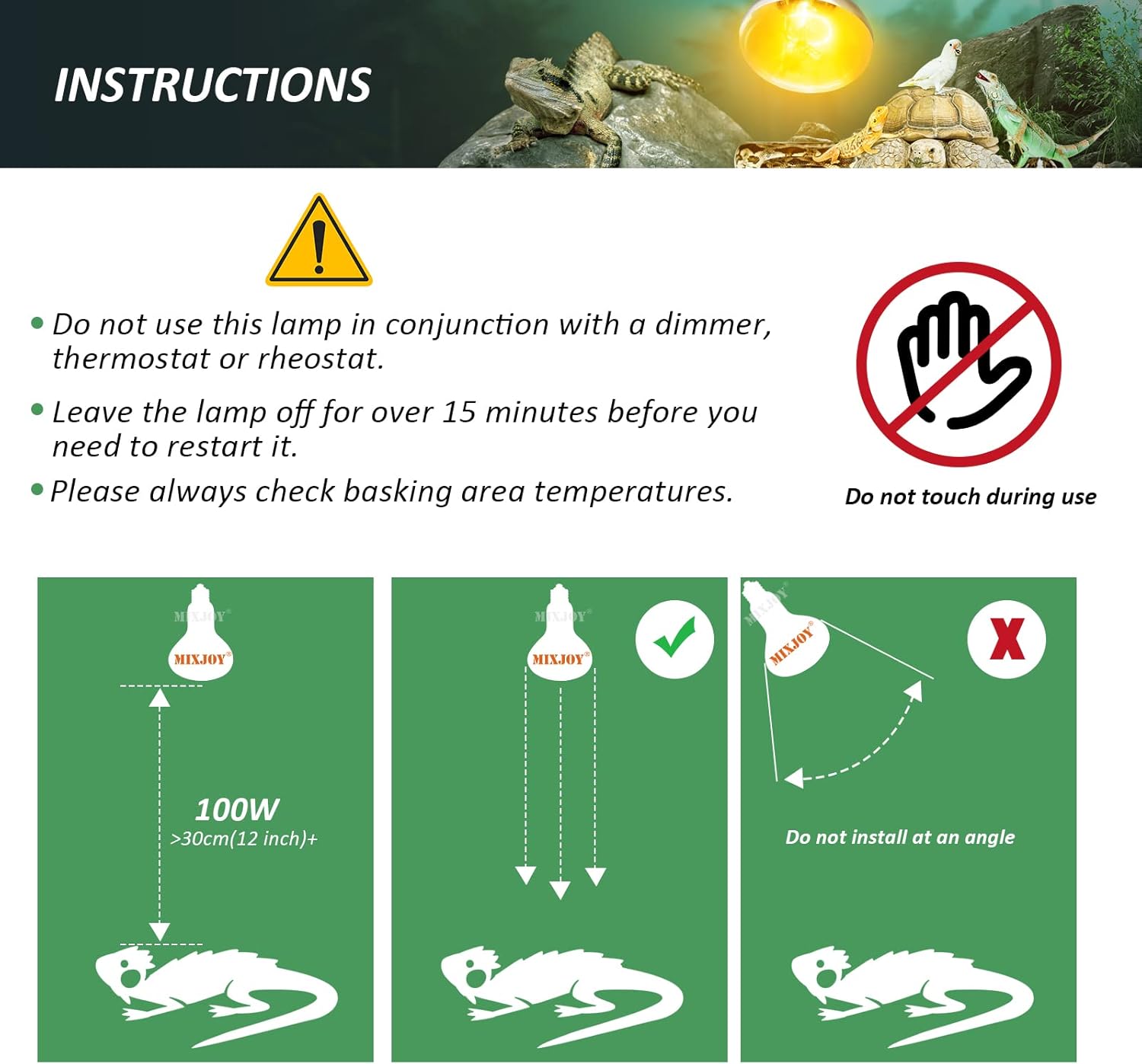 MIXJOY 2 Pack 100W Reptile Heat Lamp Bulb Full Spectrum UVA UVB Sun Light for Reptile and Amphibian Use - Happypetzone.online - Image 7