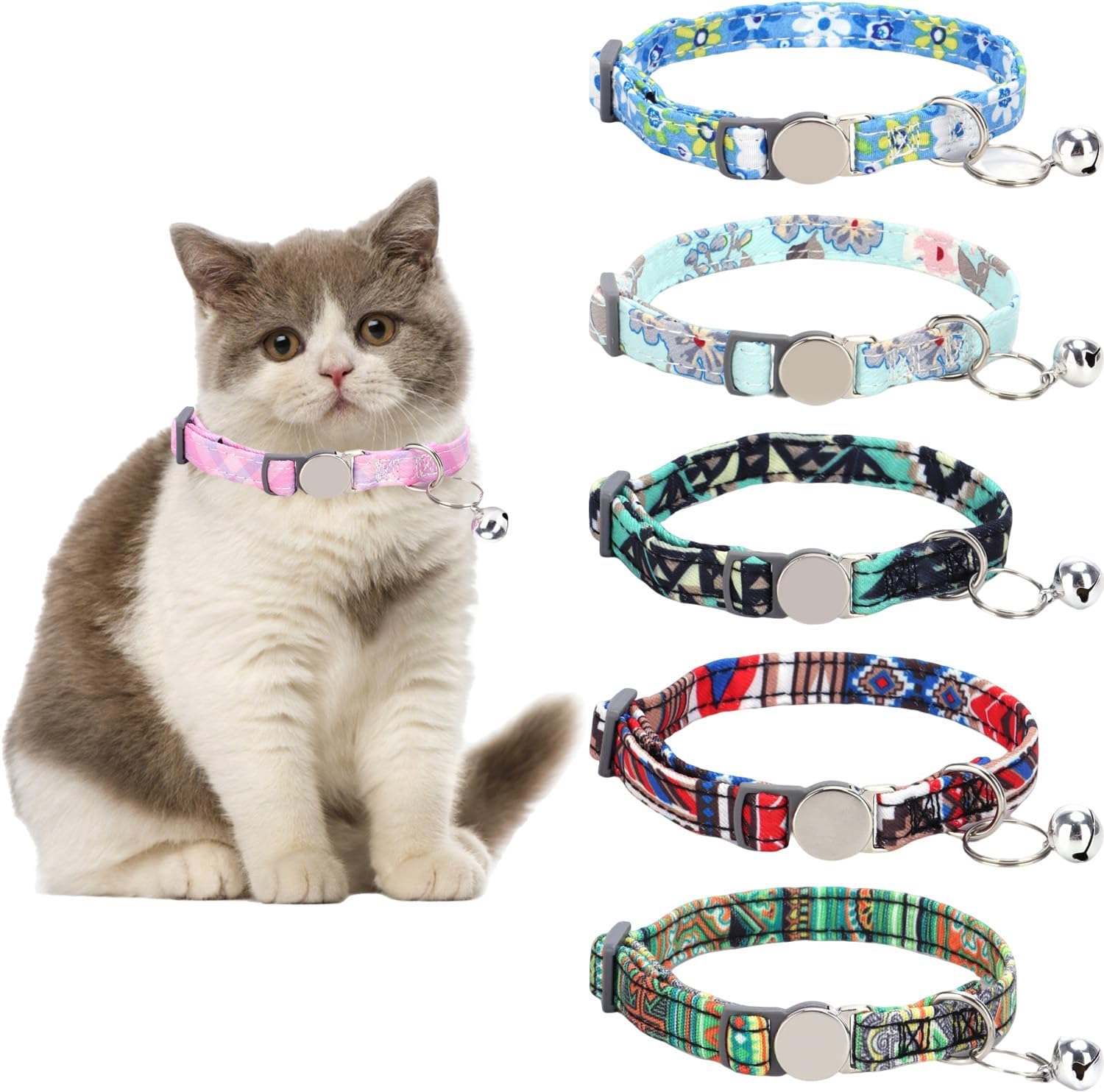 Custom Engraved Cat Collar with Name & Phone Number,Personalized Adjustable Buckle&Bell ID Tag Collar for Kittens&Cats - Happypetzone.online - Image 3