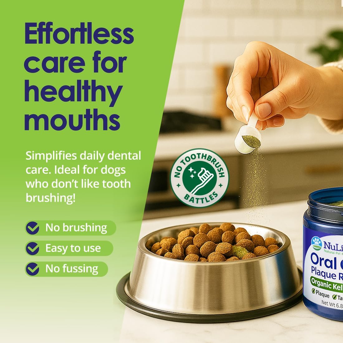 Dog Teeth Cleaning Powder, Dog Plaque and Tartar Remover, Bad Breath Treatment for Dogs with USDA Organic Sea Kelp Powder, Dog Dental Care Made Easy, for All Ages, 6oz - Happypetzone.online - Image 5