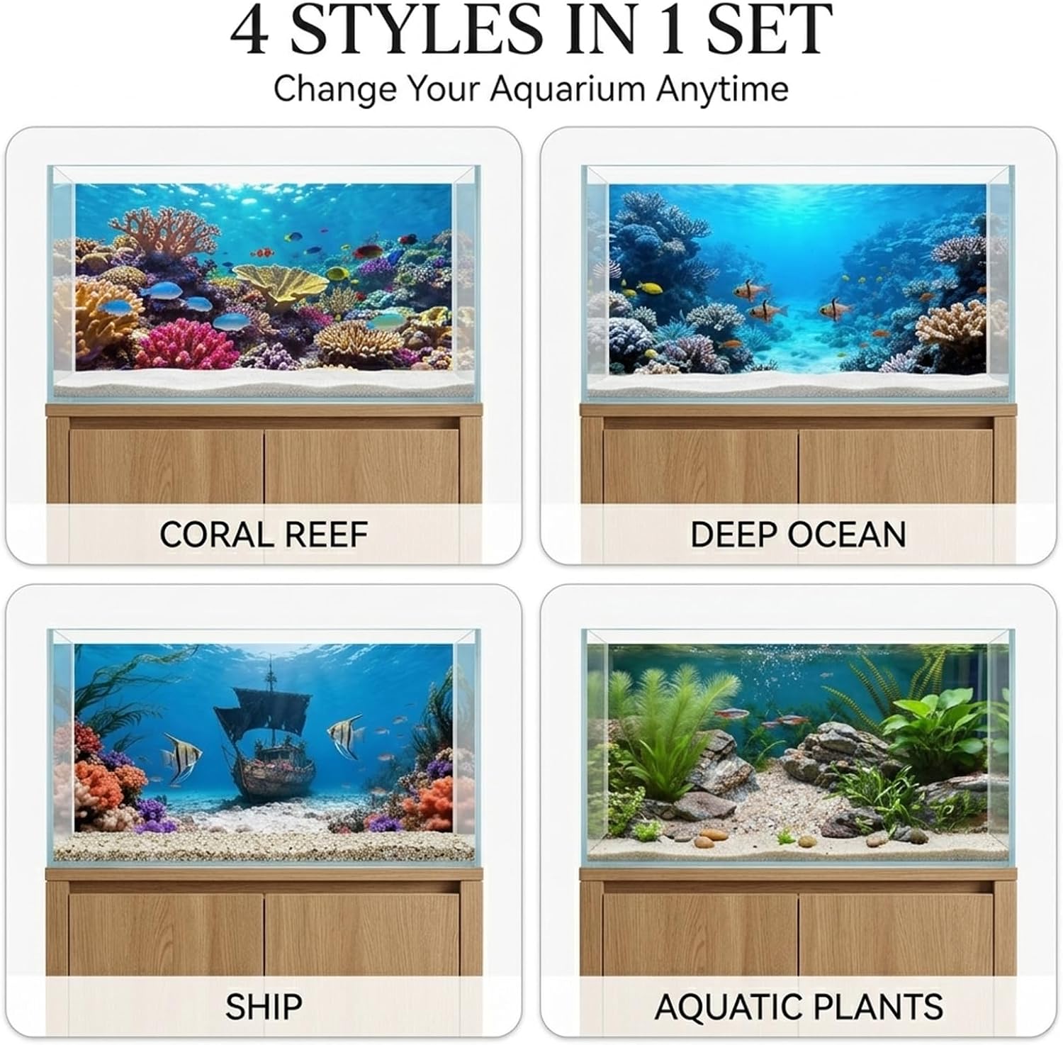 4 Pack Aquarium Background, 24x12 Inch Polyester Cloth Decor for Fish Tank, Set of Undersea Coral Rock & Plant Décor Backgrounds, Aquatic Themed Decorations - Happypetzone.online - Image 3