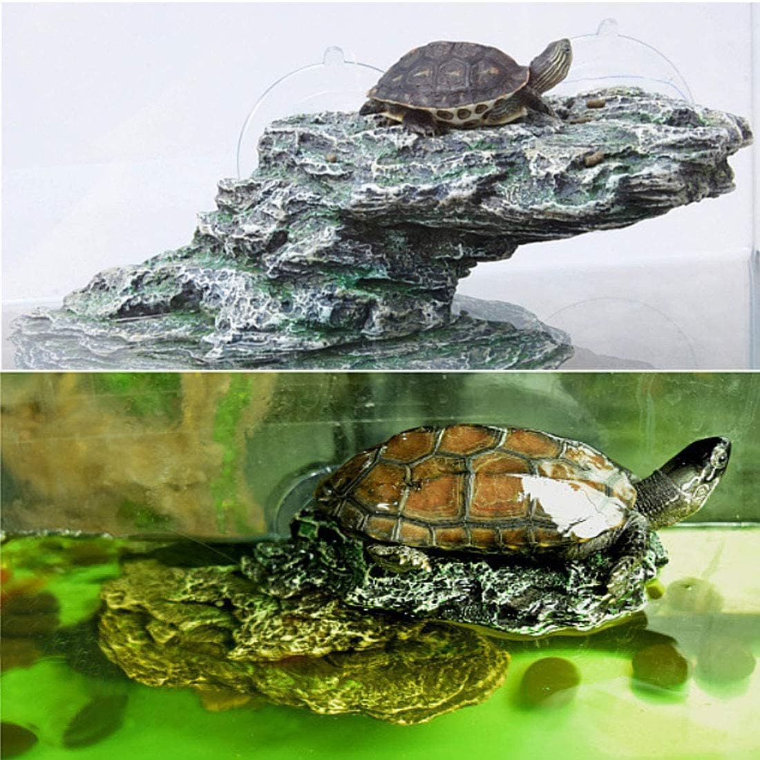 kathson Turtle Basking Platform Baby Tortoise Climbing Ramp Shale Reptiles Dock Resting Terrace Stone Aquarium Ornament Rock Landscaping Decoration for Frogs Newts (Medium Size:8.2”Lx3.3”Wx3.1”H) - Happypetzone.online - Image 7
