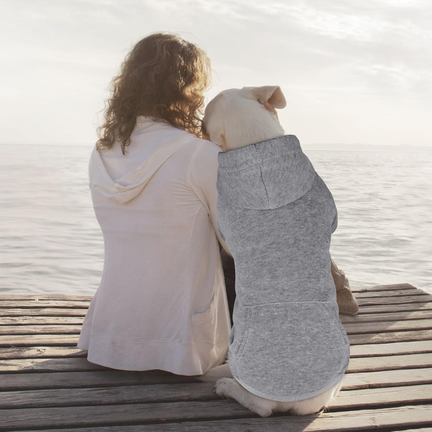 Dog Hoodie Dog Sweaters for Large Dogs Sweater Solid Soft Brushed Fleece Pet Clothes Pet Hoodie Sweatshirt with Pocket(Grey-XXL) - Happypetzone.online - Image 2
