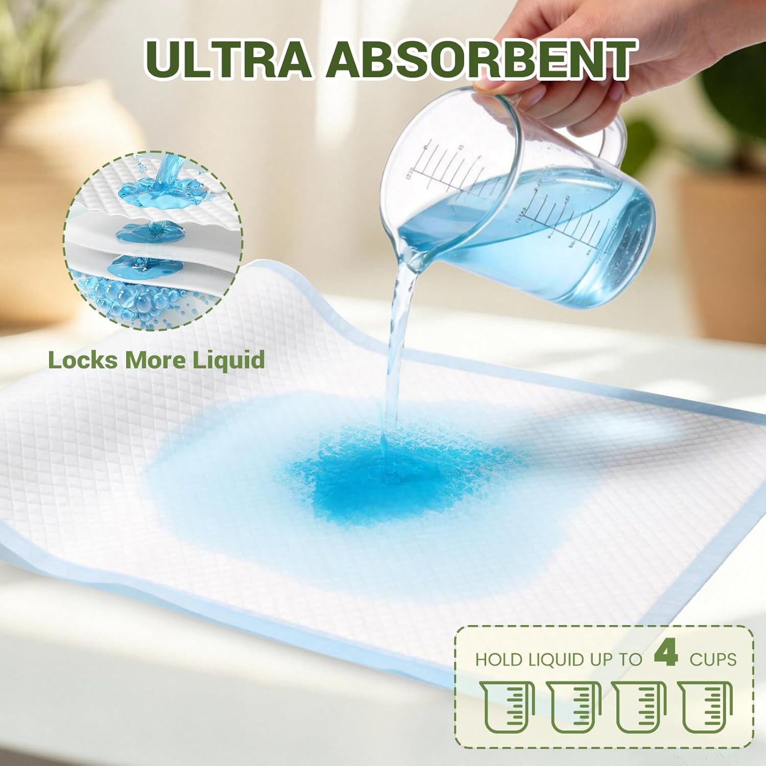 IMMCUTE 100 Count Premium Puppy Pads, 22"x23" Dog Pee Pads – Ultra-Soft Heat-Sealed, 6-Layer Leak-Proof & Super Absorbent Potty Training Pads for Dogs, Cats, Pets | Crate Training & Indoor Use, Blue - Happypetzone.online - Image 4
