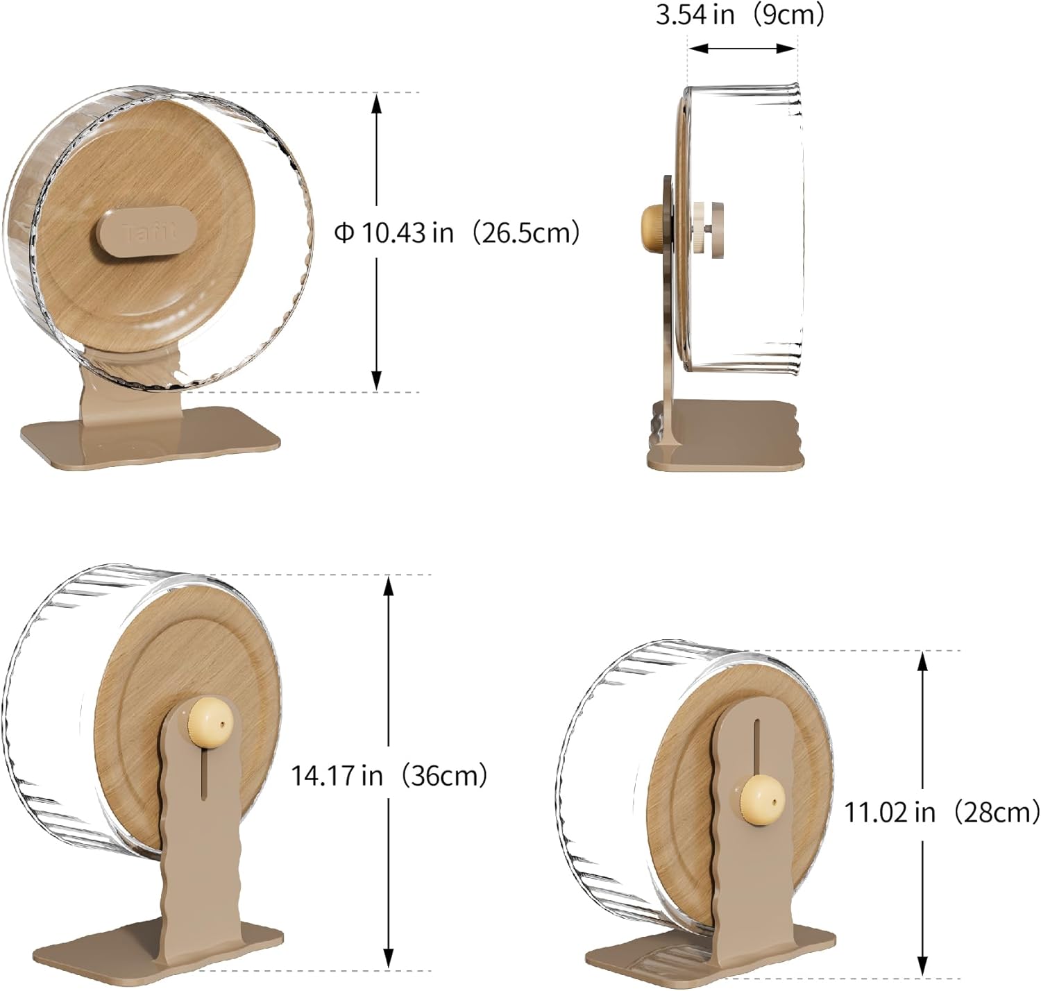 Silent Hamster Wheel 10.5 Inch Dual-Bearings Quiet Running Exercise Wheels with Wood Grain Backboard, Height Adjustable for Syrian Hamsters, Gerbils, Mice, Hedgehog, Lemmings, Warm Brown - Happypetzone.online - Image 9