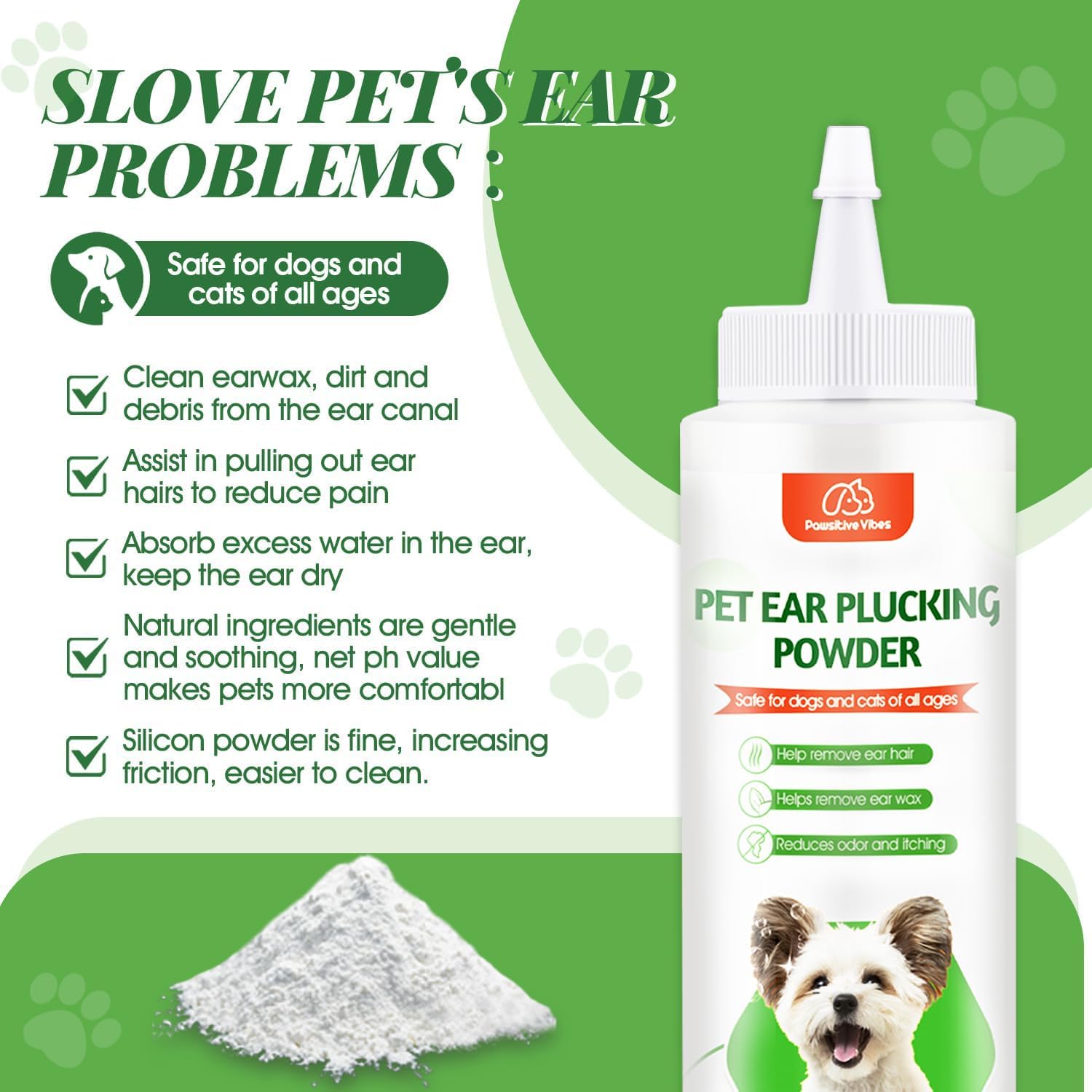 Dog Ear Powder Hair Removal Kit–Safe Grooming Set with 30g Ear Powder, LED Silent Trimmer & 5.5in Tweezers All-in-One Ear Care Solution for Dogs &Cats,Odor Control & Hygiene Support, Home Grooming Kit - Happypetzone.online - Image 4