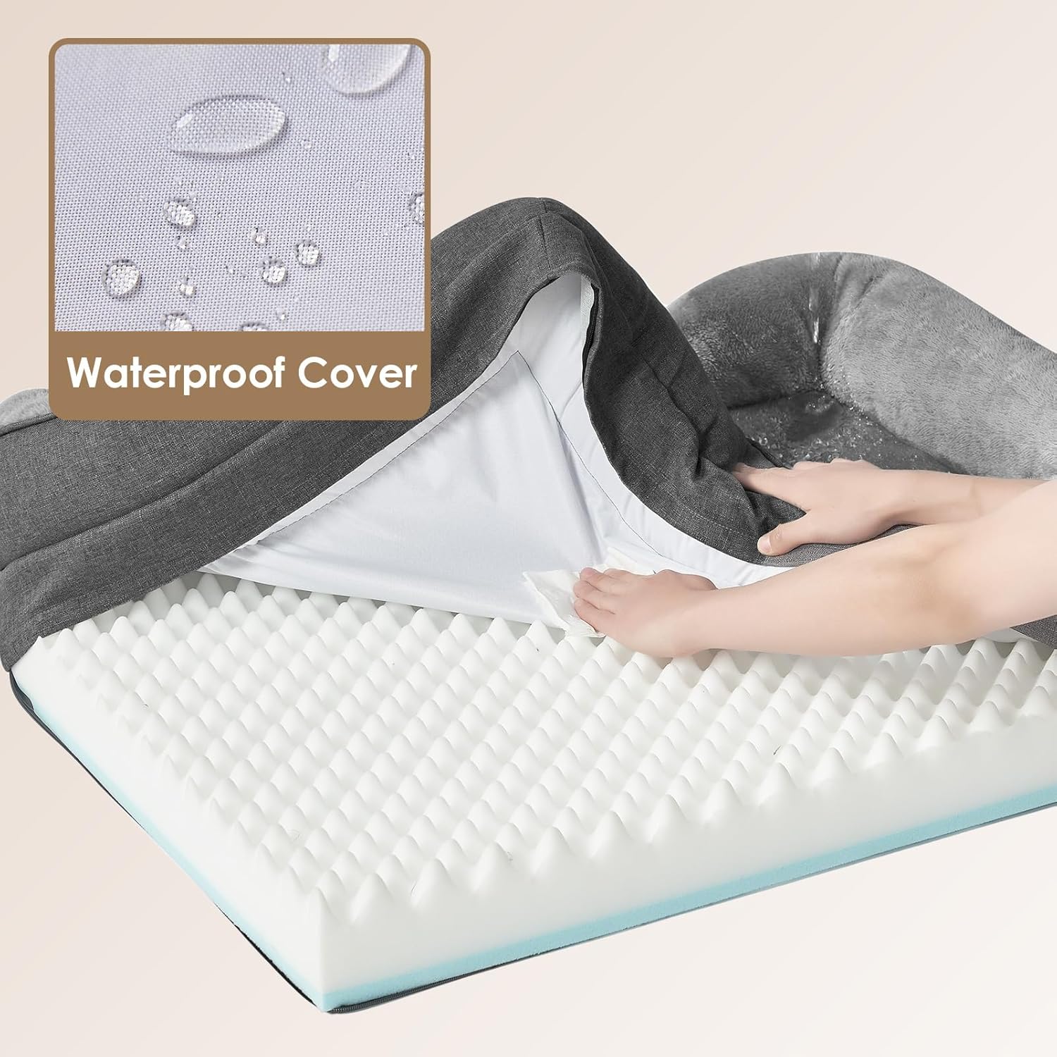 EHEYCIGA Orthopedic XL Dog Bed for Large Sized Dog, 42x30x7.5 Inch Extra Large Memory Foam Dog Couch Bed with Sides, Waterproof Liner & Washable Removable Cover, Bolster Pet Sofa, Grey - Happypetzone.online - Image 4