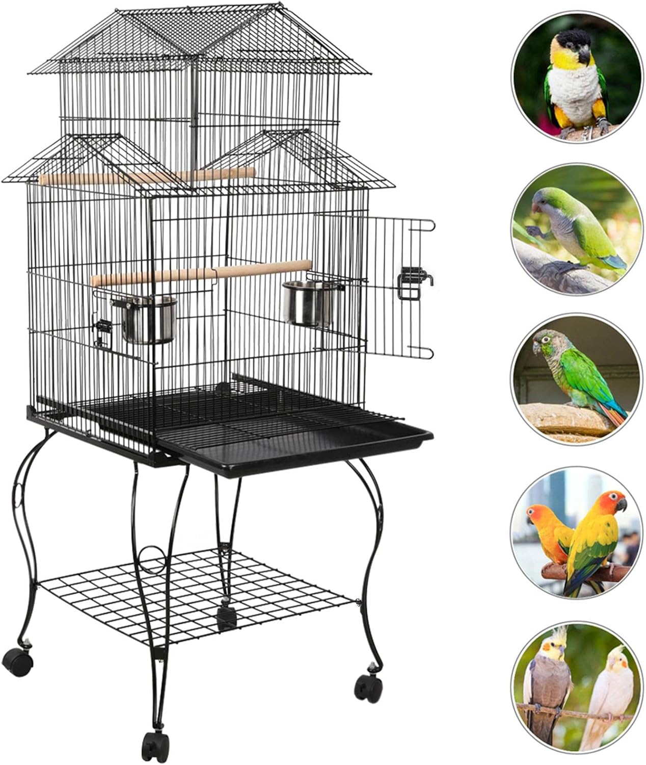 Yaheetech Budgie Cage 55-inch Rolling Standing Triple Roof Medium Parrot Cage Pet Bird Cage with Detachable Stand for Cockatiels Sun Parakeets Green-cheeked Conures Macaw - Happypetzone.online - Image 7