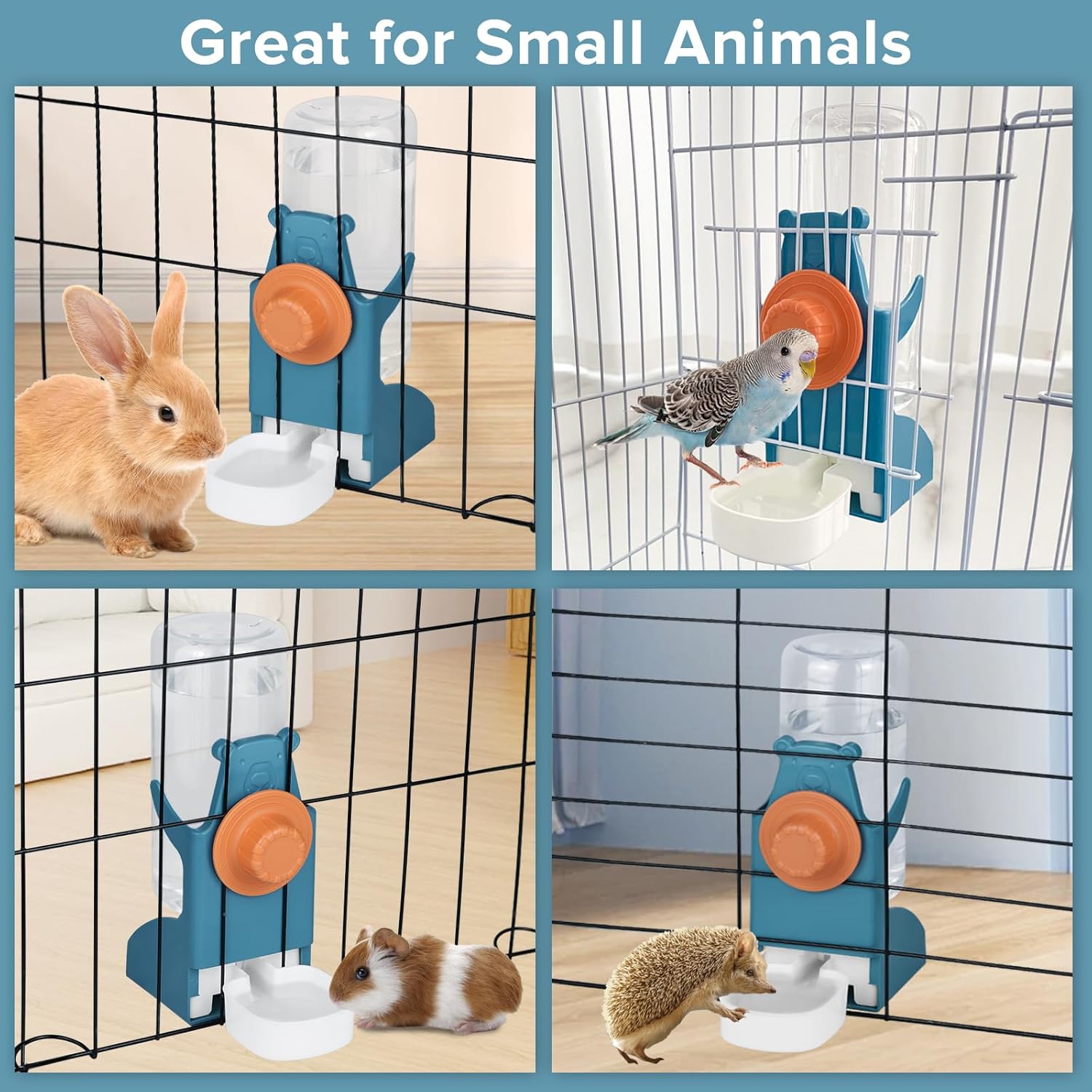 Kenond 17 oz Pet Water Bottle,Guinea Pig No Drip Water Bowl for Cage,Hanging Automatic Gravity Water Dispenser for Small Animals Rabbit Hedgehog Chinchilla Bunny Bird Canary Budgies - Happypetzone.online - Image 2