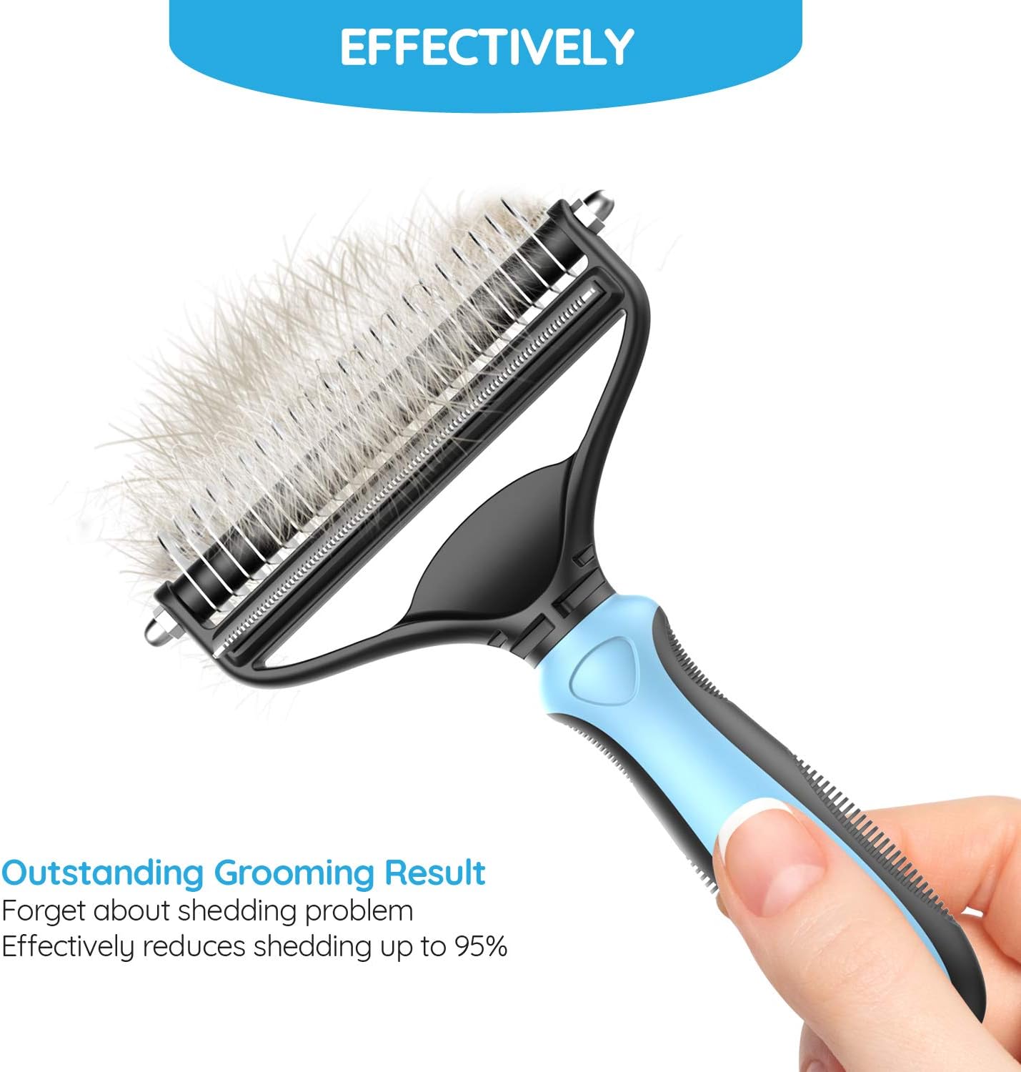 Dog Brush and Cat Brush – 2 Sided Pet Grooming Tool for Deshedding, Mats & Tangles Removing – No More Nasty Shedding and Flying Hair - Happypetzone.online - Image 4