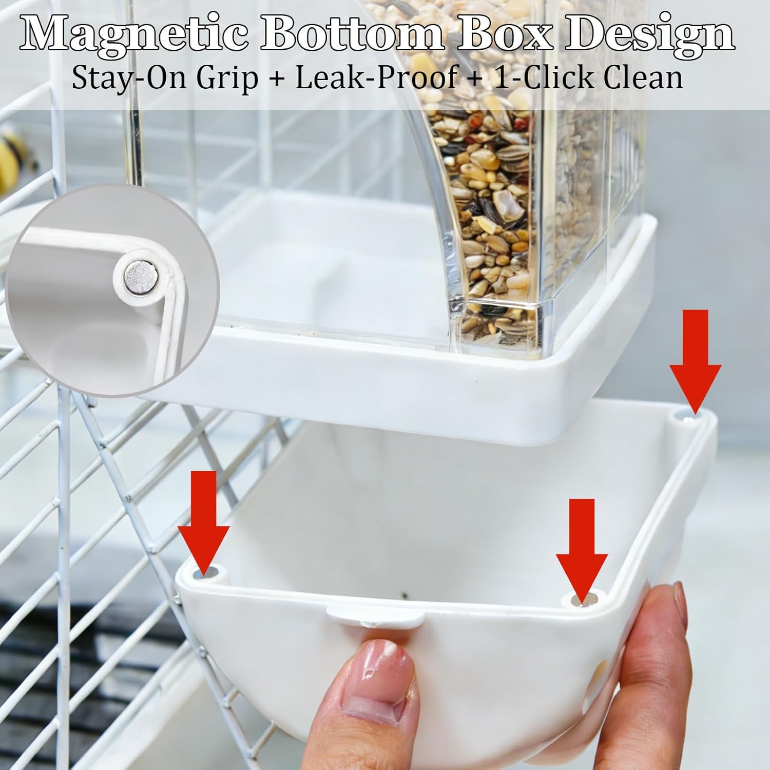 Automatic Bird Feeder Waterer Kit Bird Cage Hanging Waterer Parakeet Leak-Proof Feeder Parrot Vegetable Clips Cage Accessories for Budgies Lovebirds Finches Canaries Parrotlets Conures (White) - Happypetzone.online - Image 3
