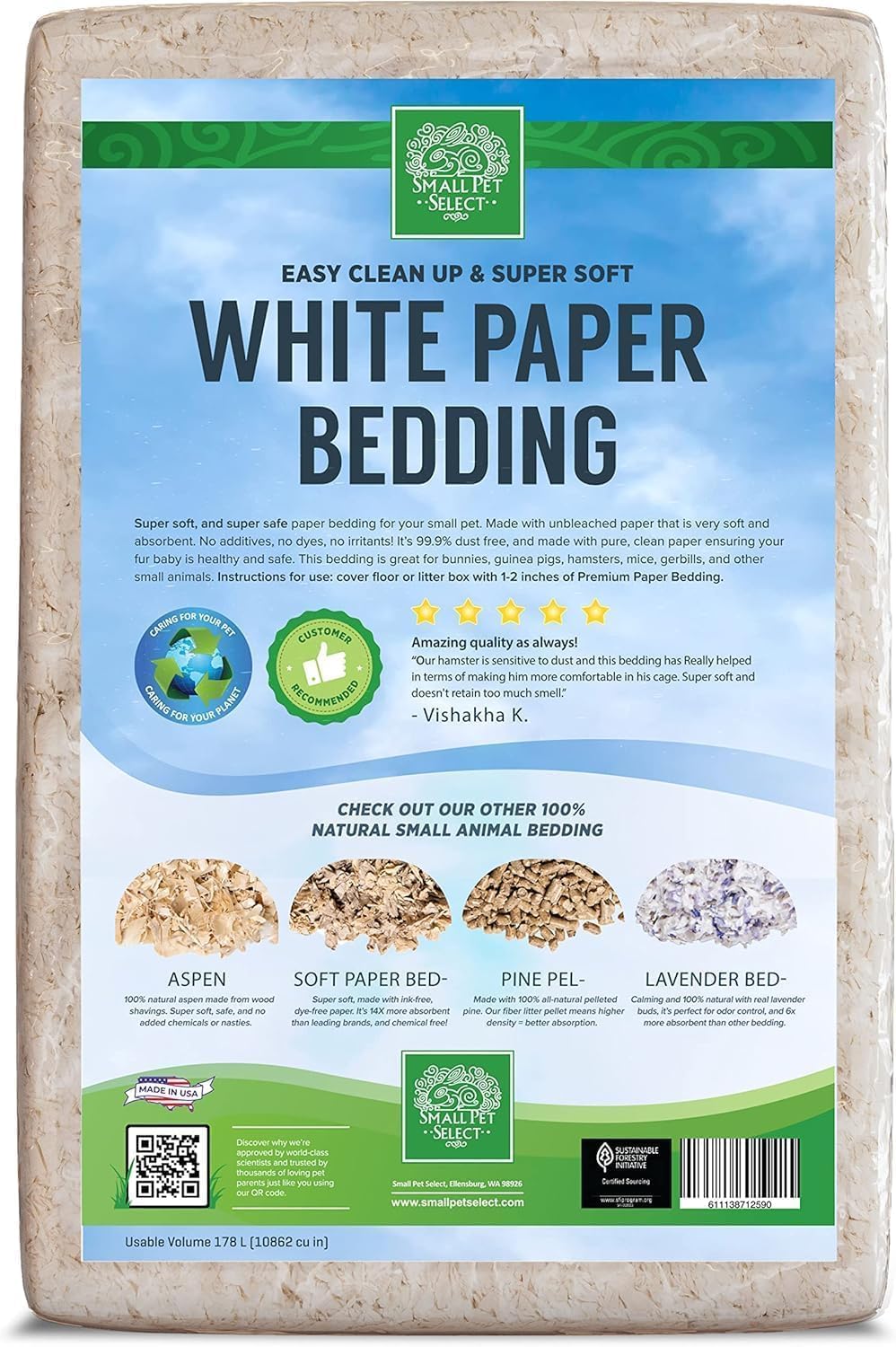 Small Pet Select Unbleached White Paper Bedding, 178L - Happypetzone.online - Image 2