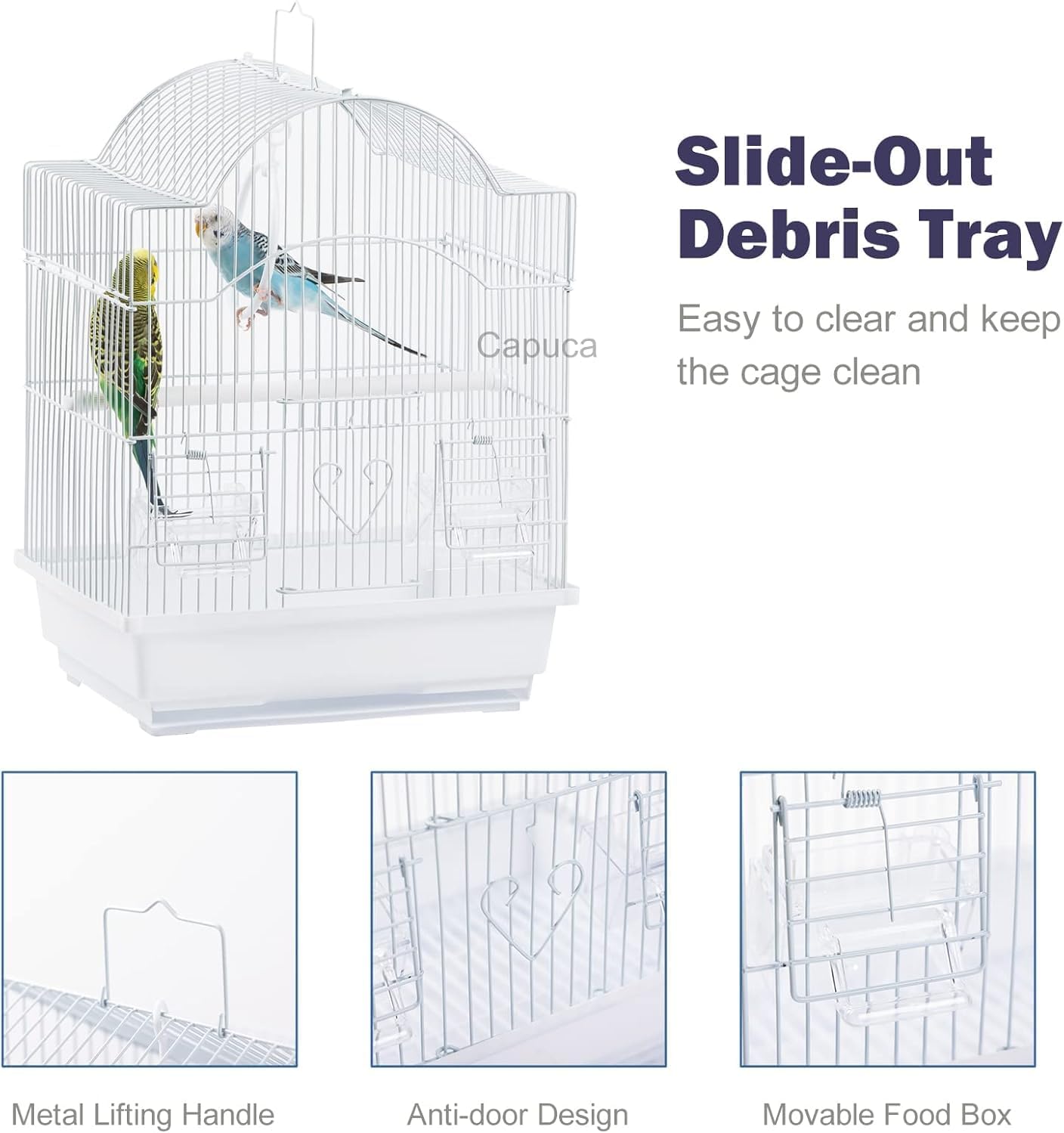 Small Bird Travel Cage-Lightweight Small Birds Starter Kit with Birdcages and Accessories Great for Parakeets Lovebirds Parrotlets Finches Canaries Removable Plastic Tray Include - Happypetzone.online - Image 5