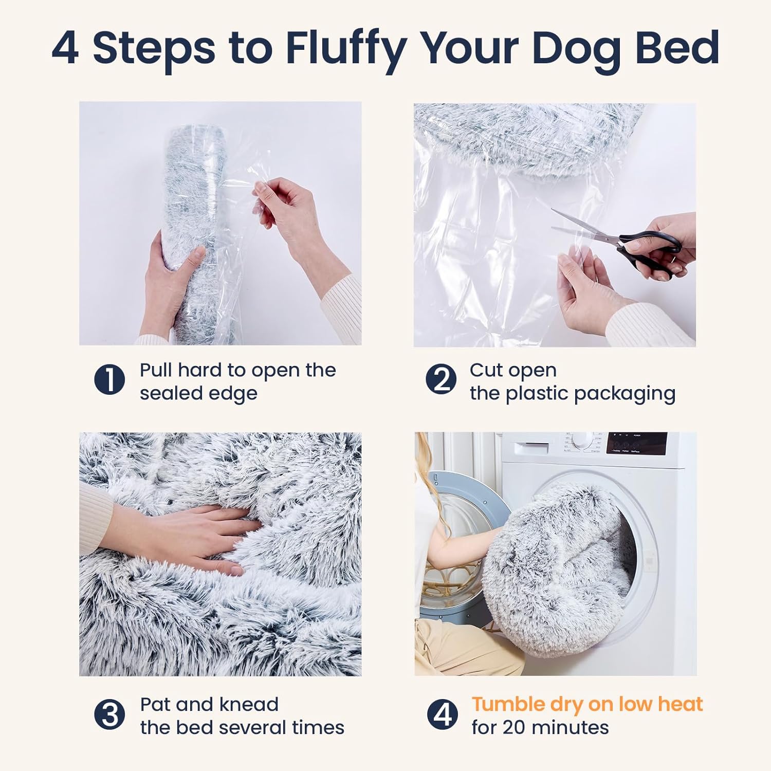 JOLLYVOGUE Small Dog & Cat Beds for Indoor Cats - 20 inches Calming Donut Dog Bed for Kittens & Puppies, Washable Round Fluffy Plush Faux Fur Pet Beds (Smoke Grey) - Happypetzone.online - Image 8
