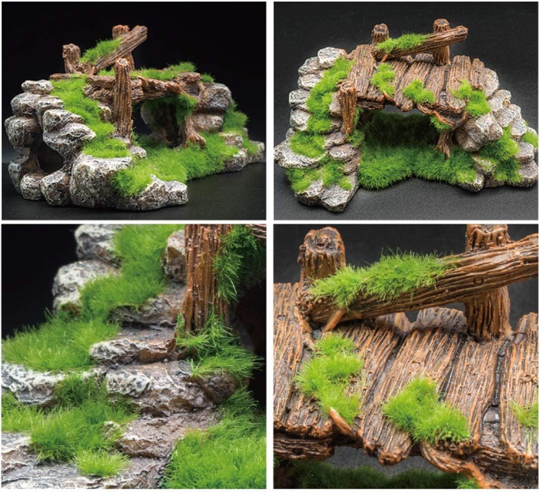 S-Lifeeling Fish Tank Decoration Moss Rockery Stone Plants Wood Ruins Landscaping Turtle Tank Decoration Fish Shrimp Shelter - Happypetzone.online - Image 6