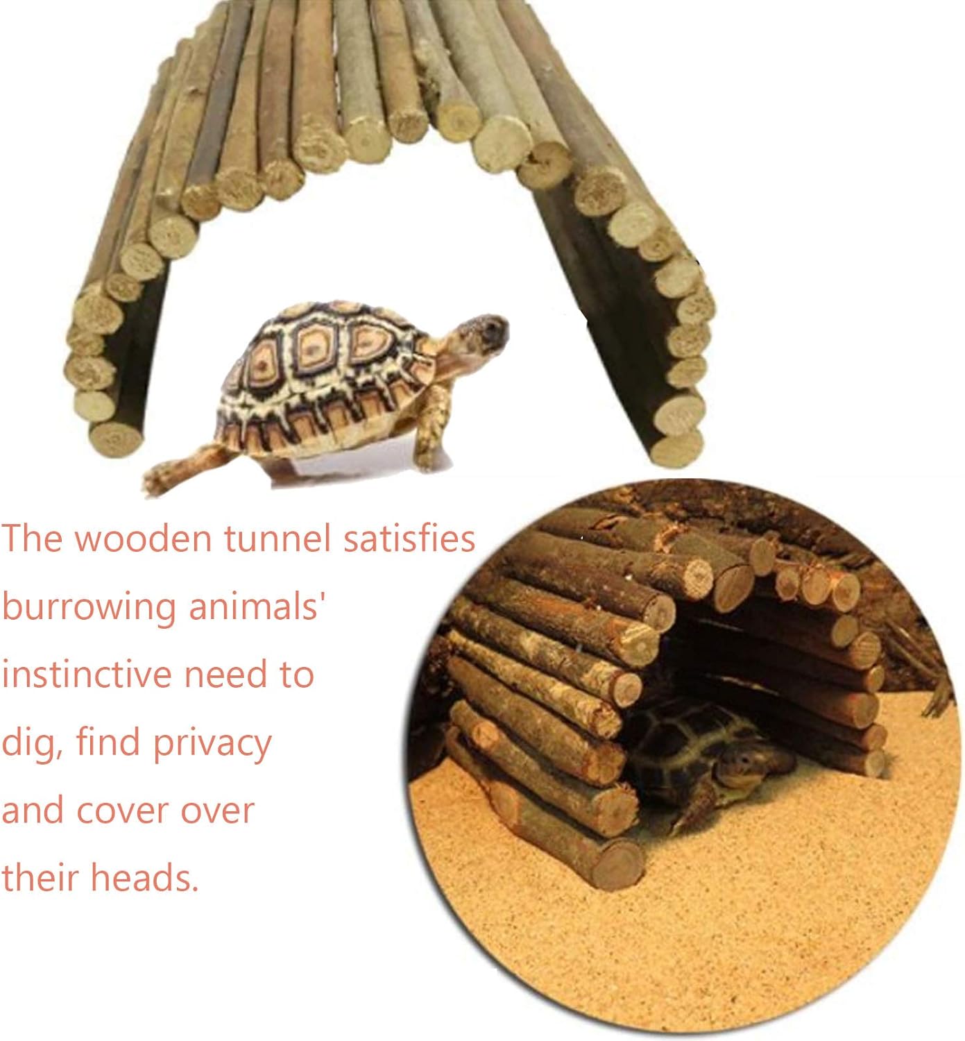 Hamiledyi Extra Large Wooden Reptile Hideout Bearded Dragon Bendy Bridge Climbing Ladder Hiding Hut Reptiles Hide Cave Habitat Decor for Lizards Gecko Spiders Snakes Tortoise(XL:20" x 11.8") - Happypetzone.online - Image 6