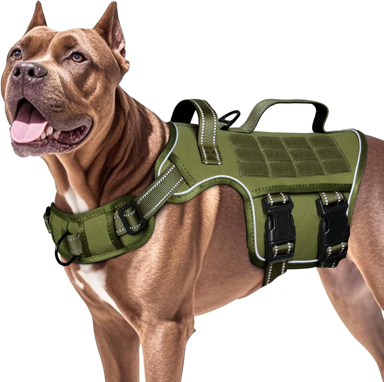 Dog Harness for Large Dogs Heavy Duty, Tactical No Pull Dog Harness with Molle System, Easy On and Off Service Dog Vest, Breathable Padded, Adjustable Reflective Pet Vest for Walking Hiking Training - Happypetzone.online - Image 8