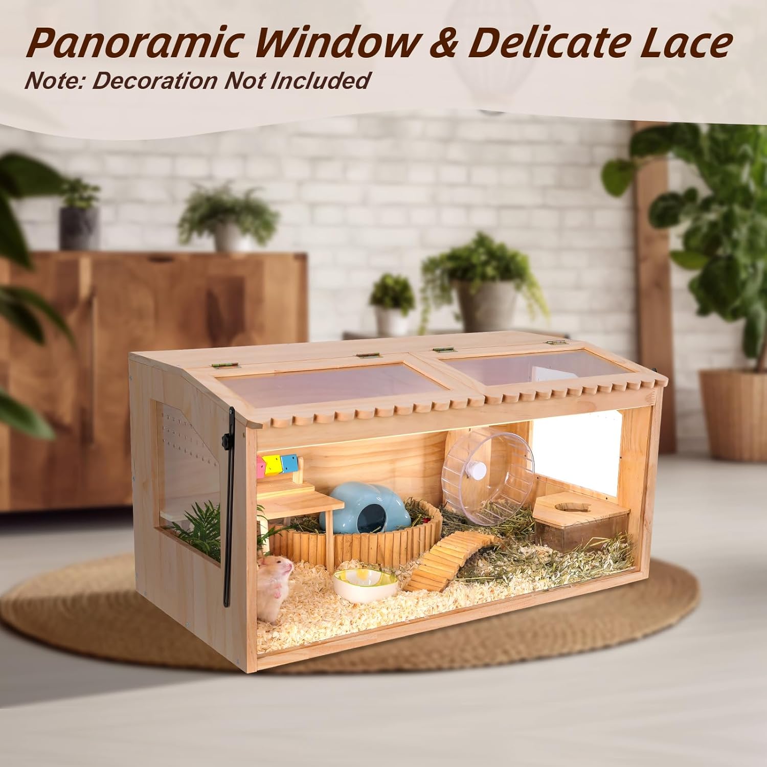 Wooden Hamster Cage,32"x16"Large Hamster Cage,2 Washable Liners & 2 Adjustable Ventilation Window. Small Animal Cage for Dwarf Syrian Hamsters Degus Mice & Other Small Pets. - Happypetzone.online - Image 8