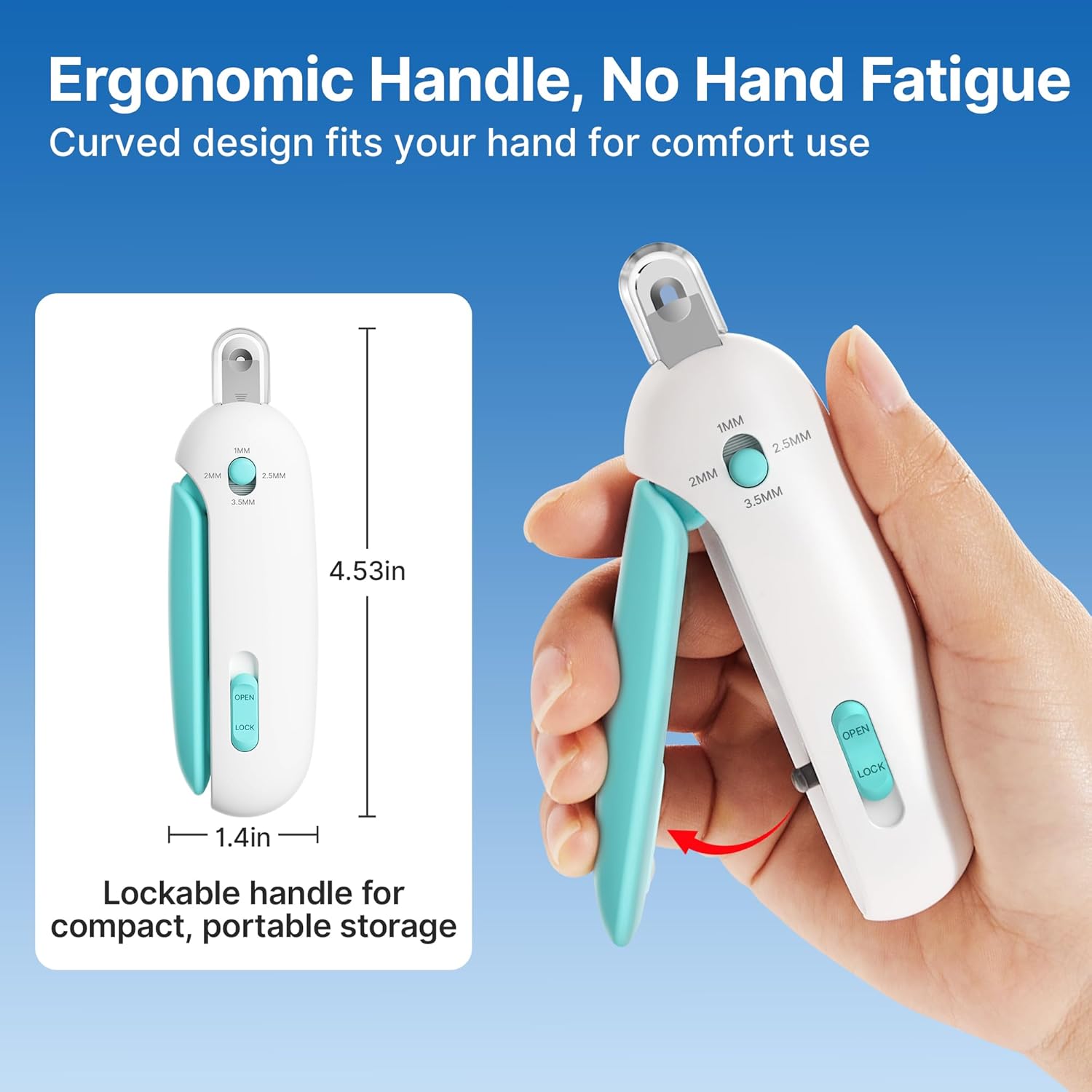 Potaroma Cat Nail Clipper with Adjustable 3-Size Trimming Hole & Hidden Nail File | Safe Toenail Trimmer for Kittens & Indoor Cats | Anti-Splash Claw Cutter for Grooming (Blue) - Happypetzone.online - Image 7